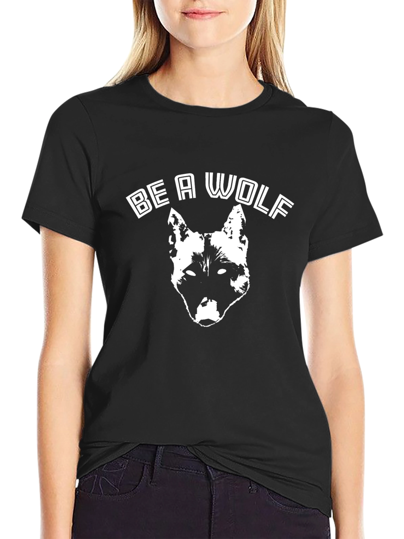Be A Wolf Graphic Print Black T-Shirt