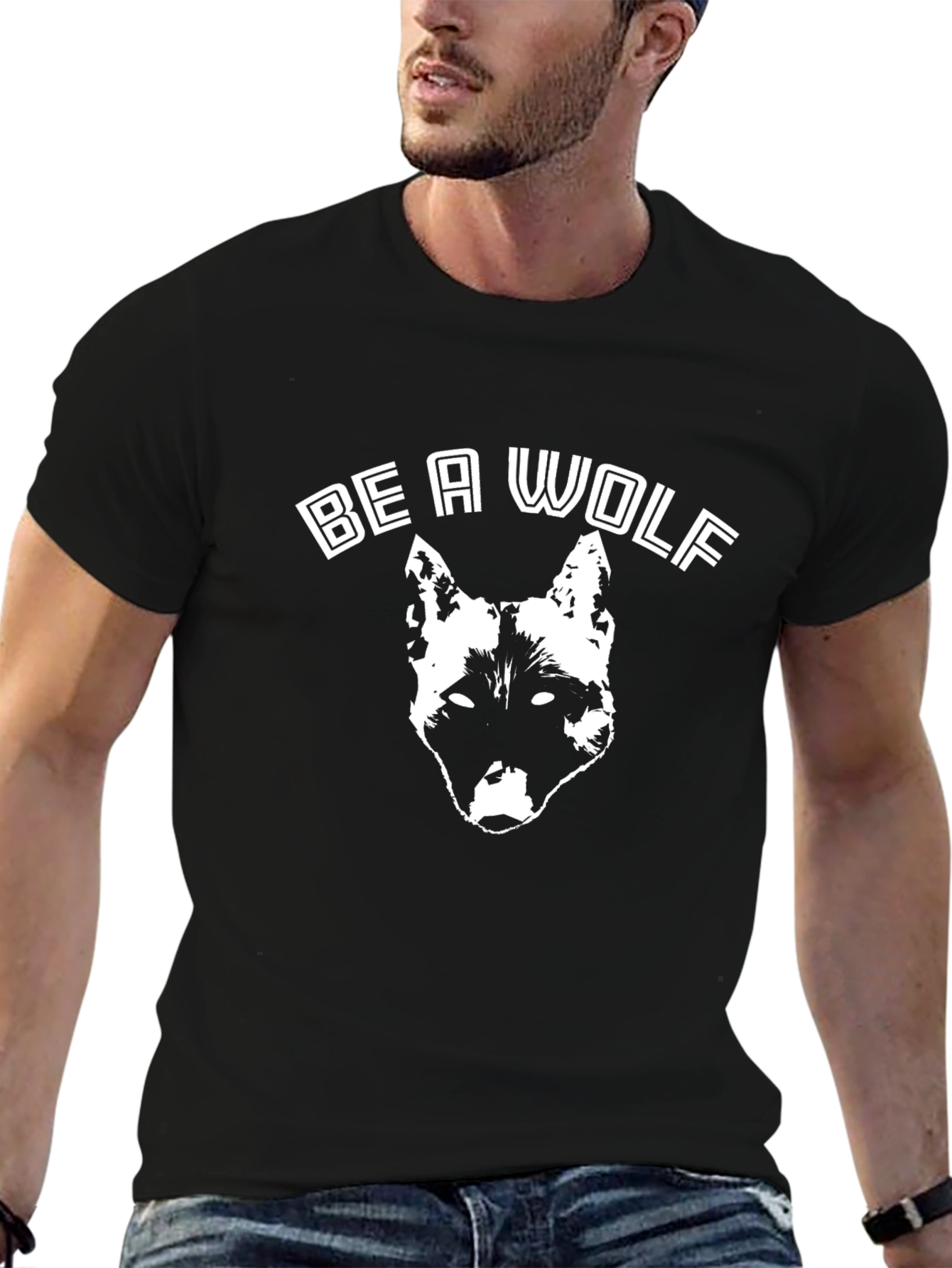 Be A Wolf Graphic Print Black T-Shirt