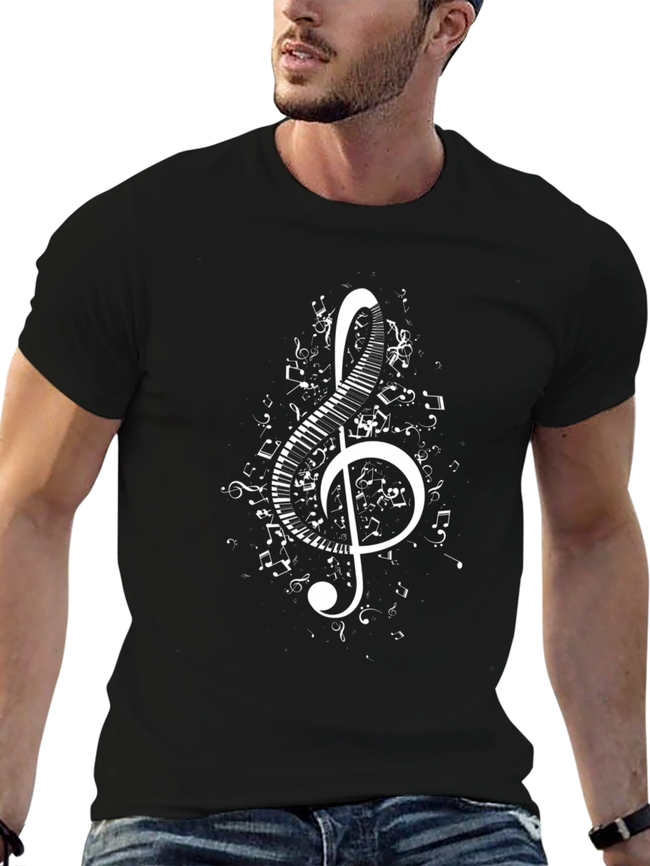 Musical Treble Clef Piano Keys Graphic T-Shirt