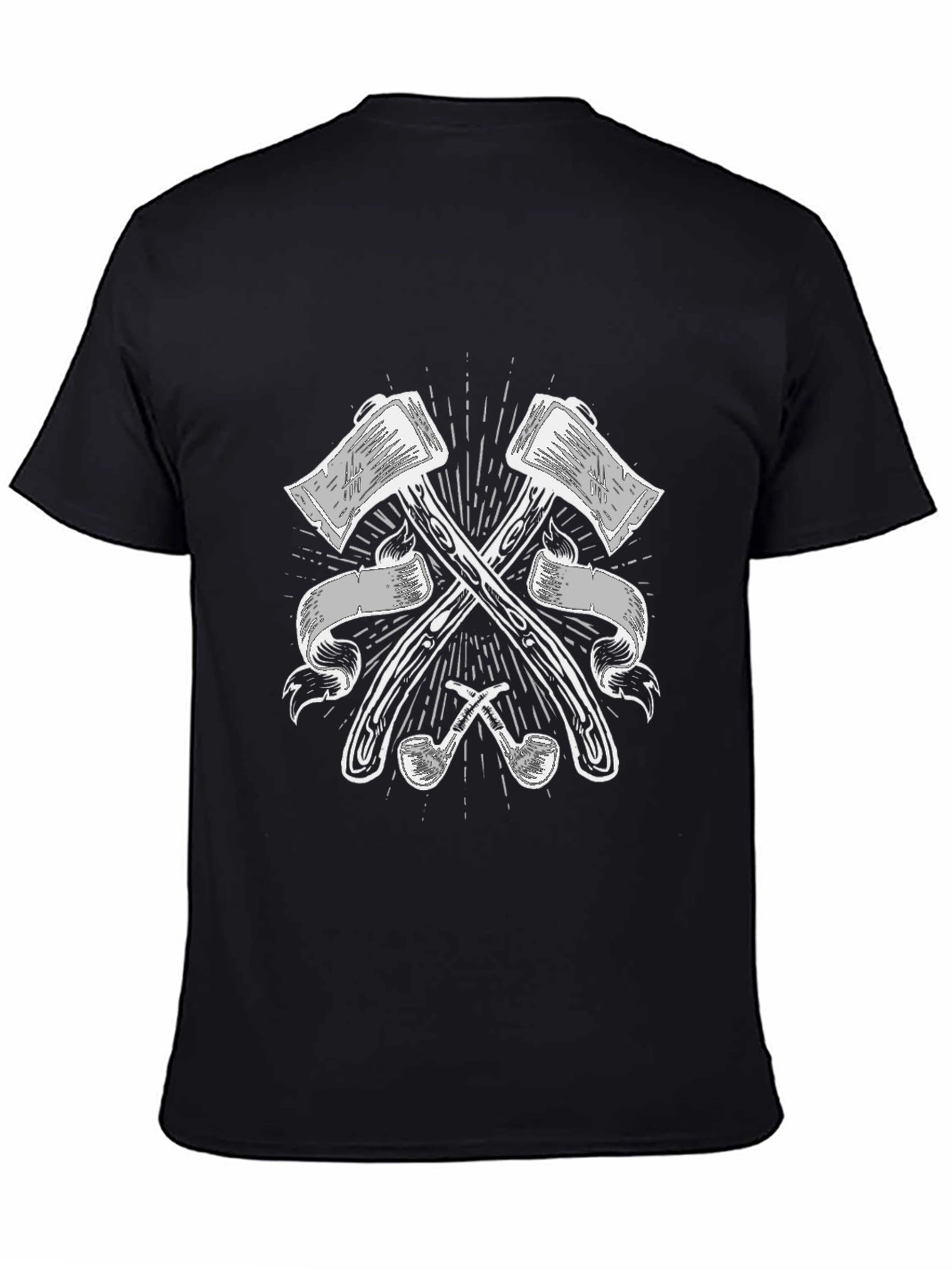 Axes & Pipes Graphic Tee - Black Cotton T-Shirt