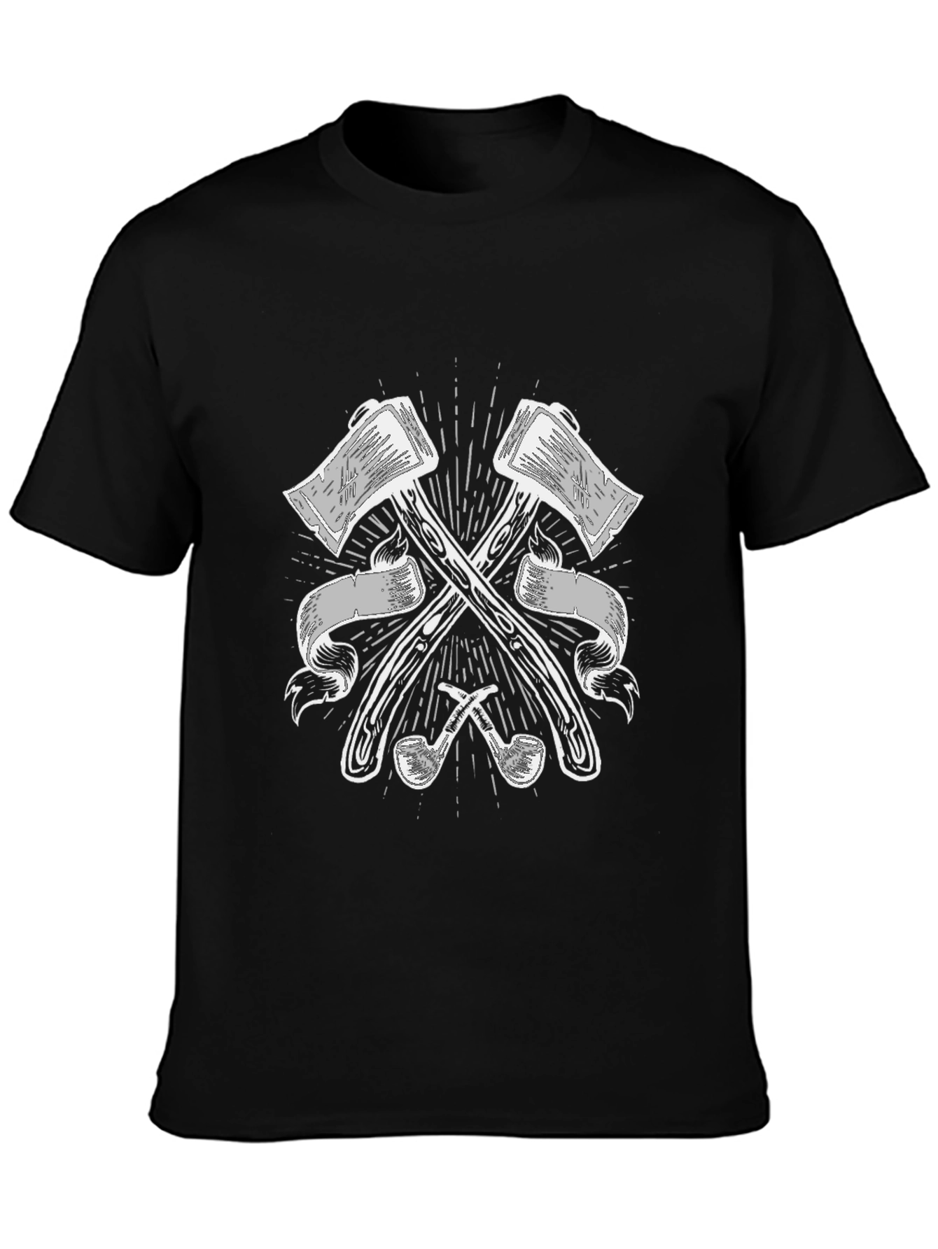 Axes & Pipes Graphic Tee - Black Cotton T-Shirt