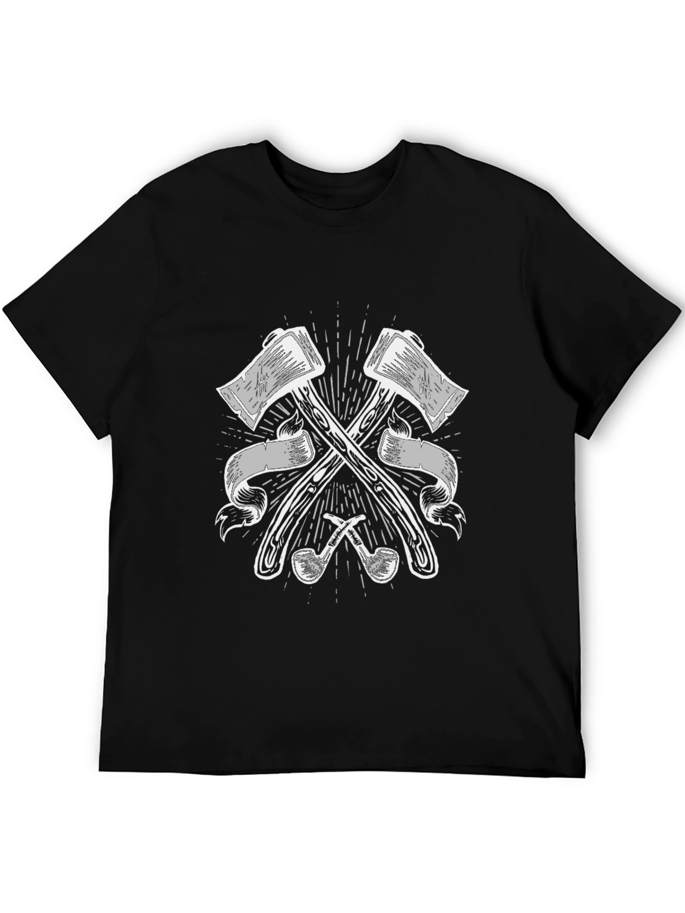 Axes & Pipes Graphic Tee - Black Cotton T-Shirt