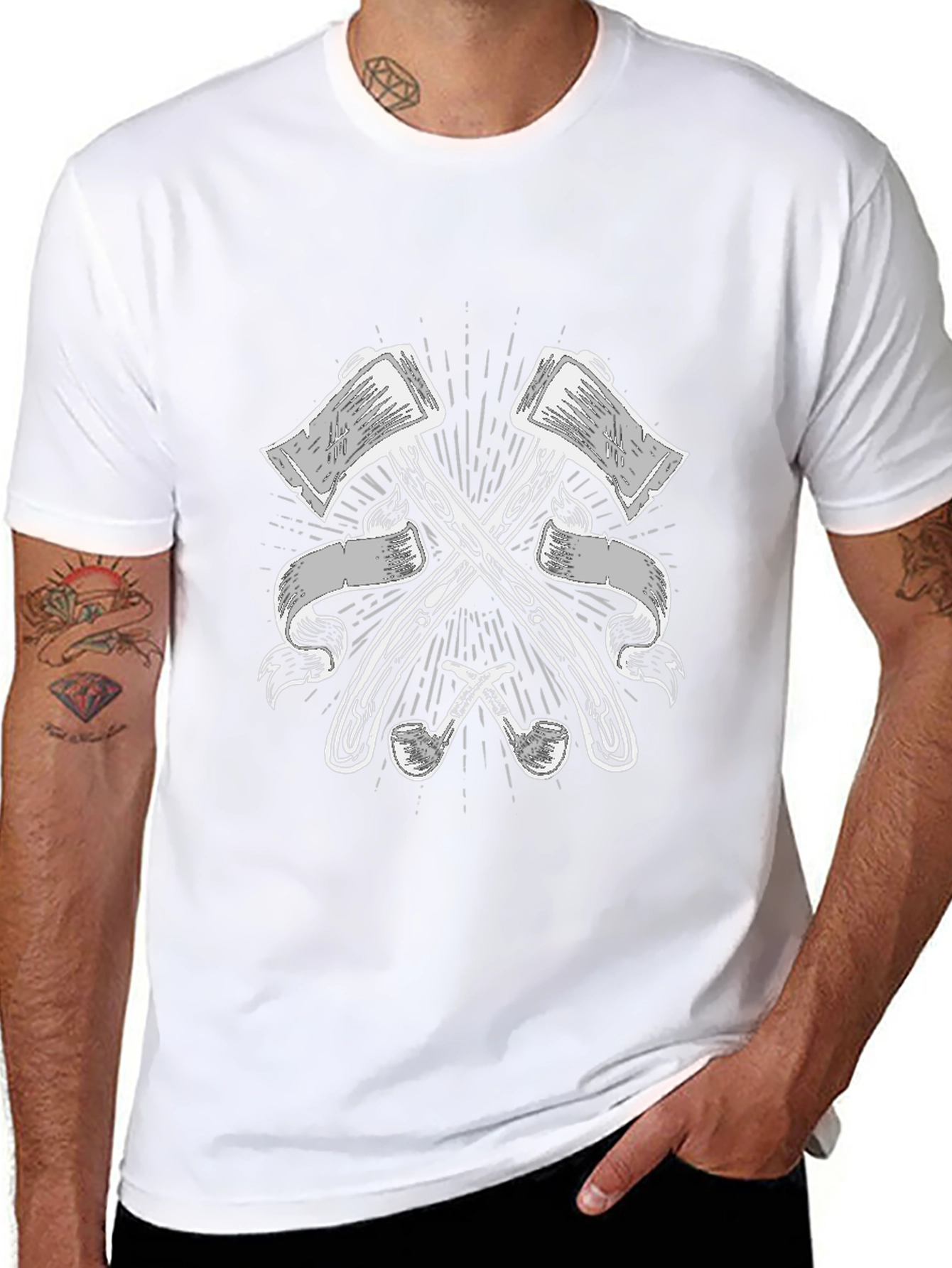 Axes & Pipes Graphic Tee - Black Cotton T-Shirt