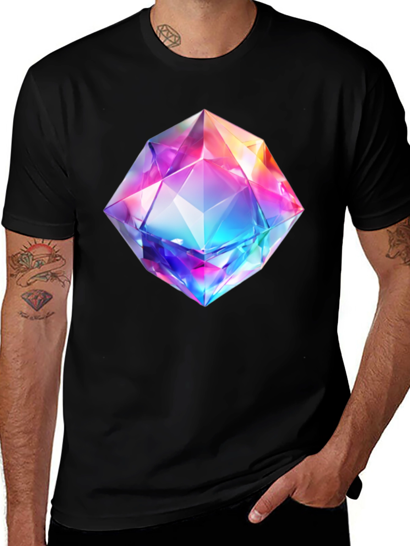Prismatic Gem Graphic Tee - Modern Style