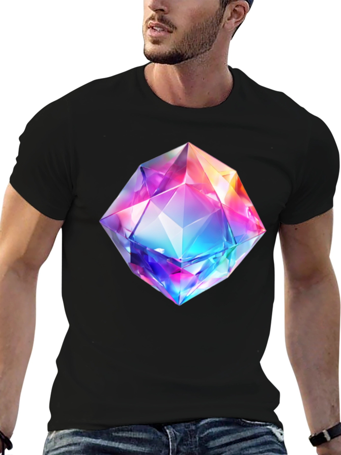 Prismatic Gem Graphic Tee - Modern Style