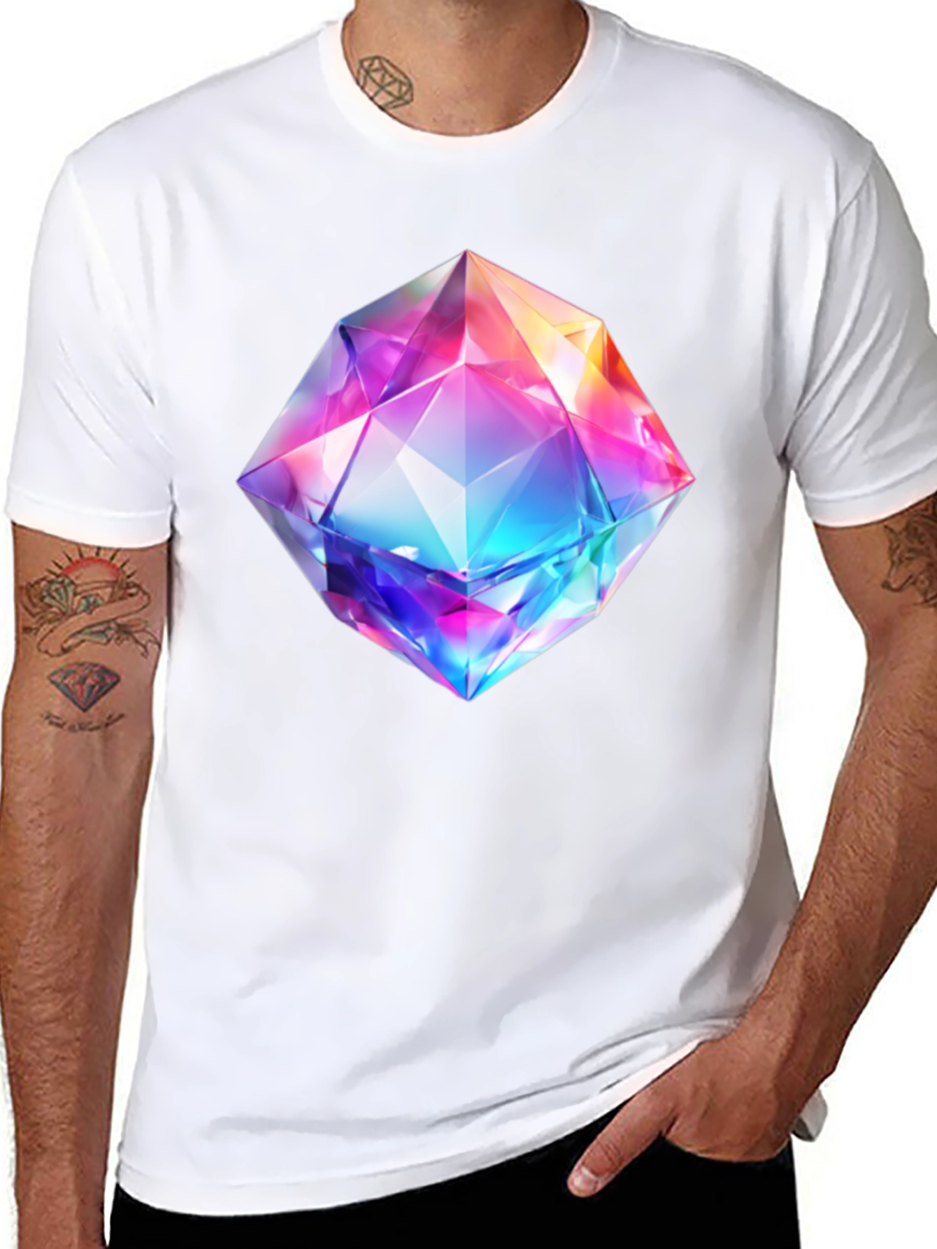 Prismatic Gem Graphic Tee - Modern Style