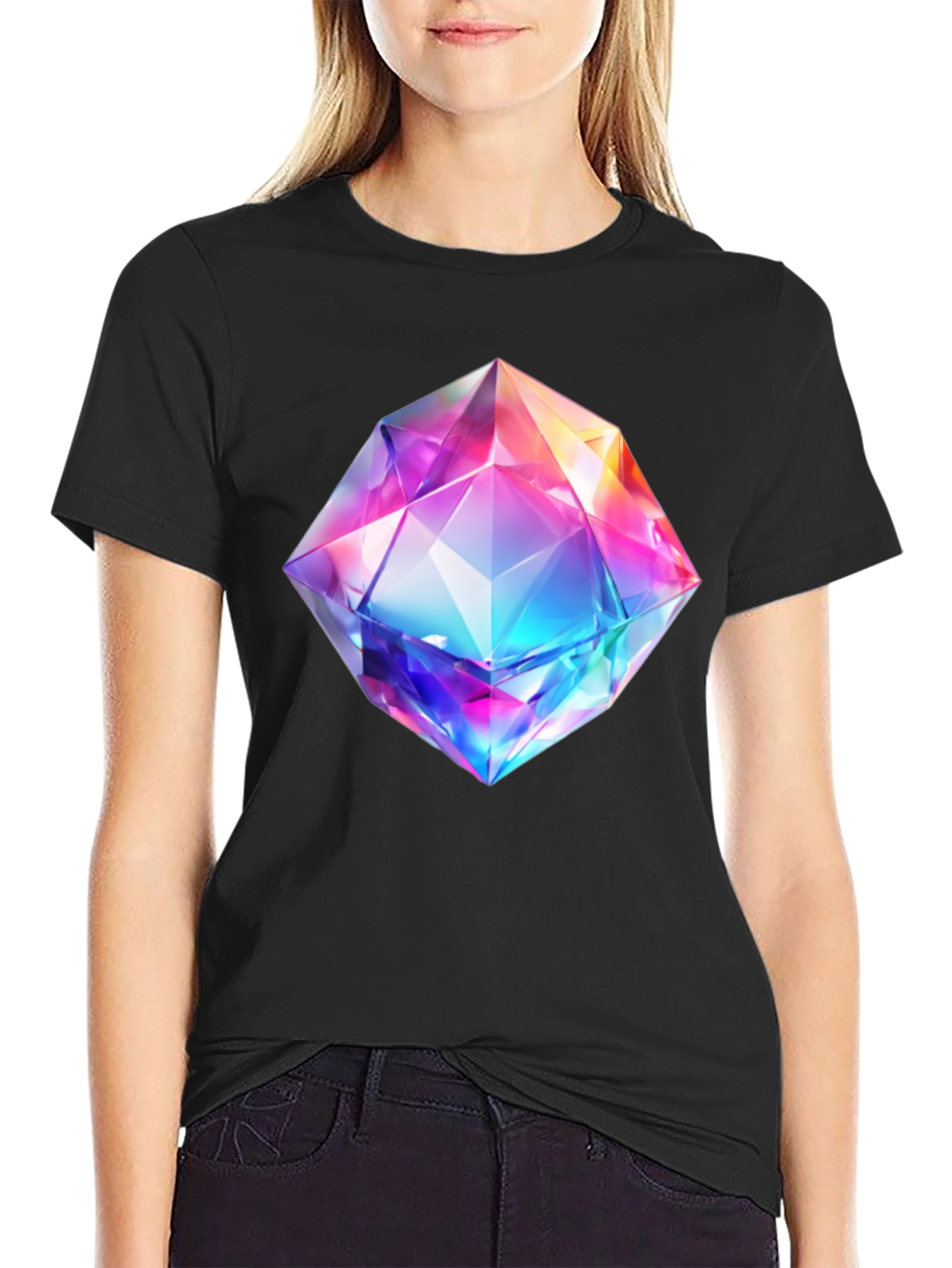Prismatic Gem Graphic Tee - Modern Style
