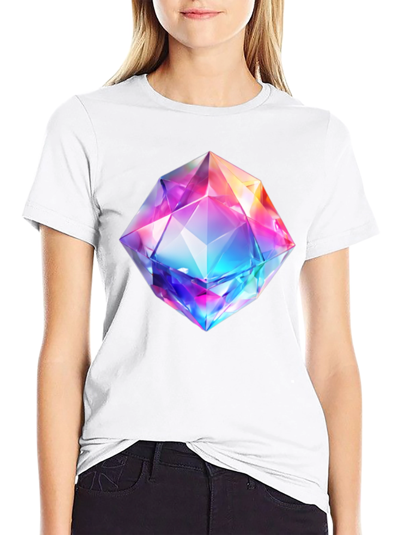 Prismatic Gem Graphic Tee - Modern Style