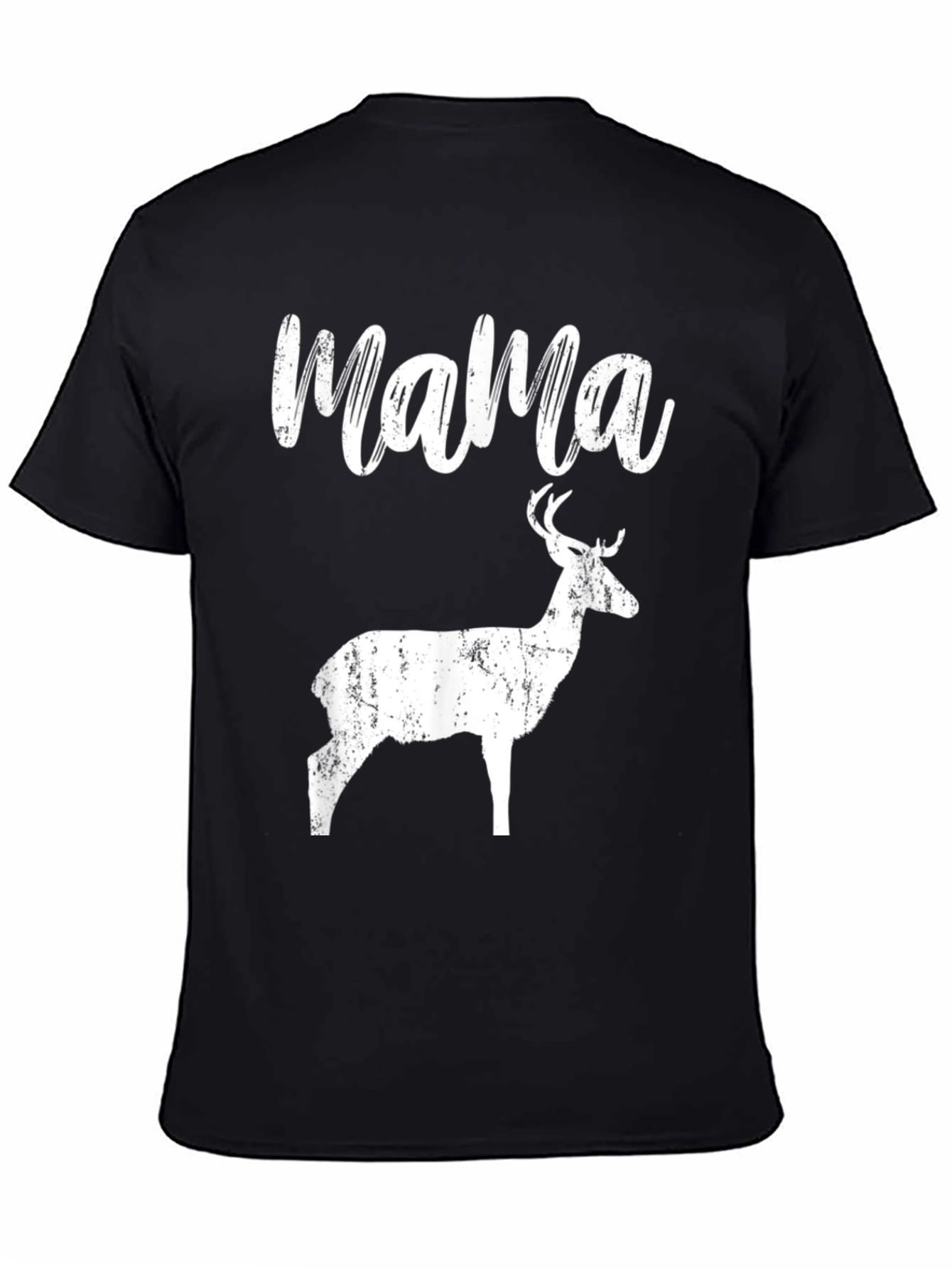 Mama Deer Graphic Tee - Black Cotton T-Shirt