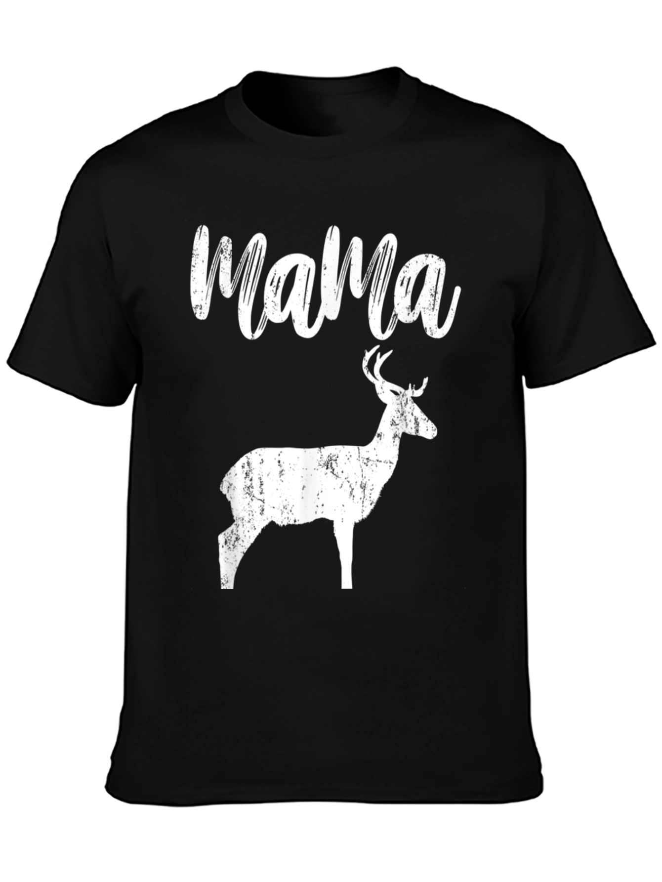 Mama Deer Graphic Tee - Black Cotton T-Shirt