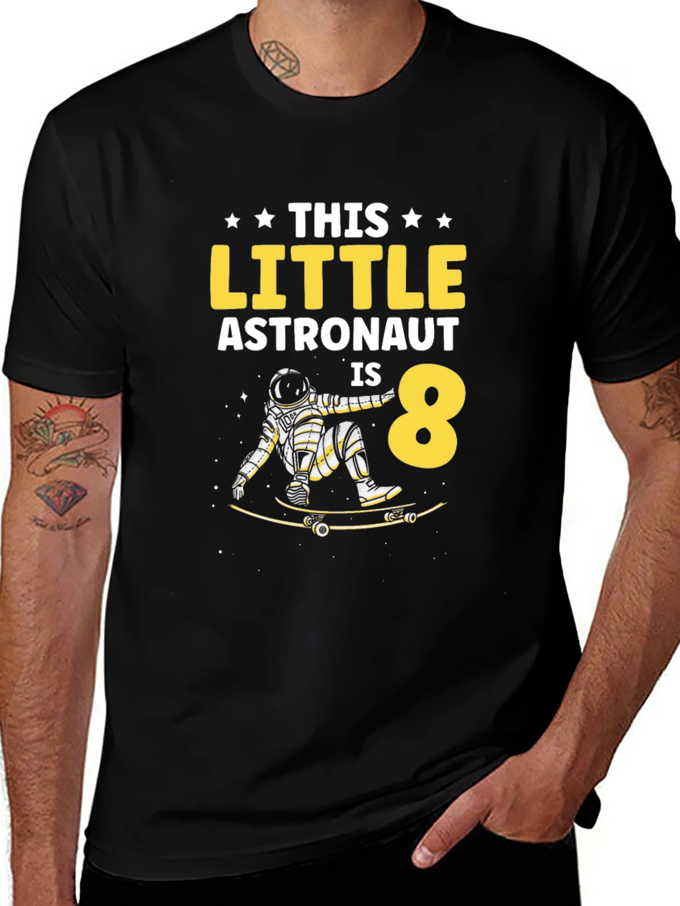 Astronaut 8th Birthday T-Shirt - Space Skateboard