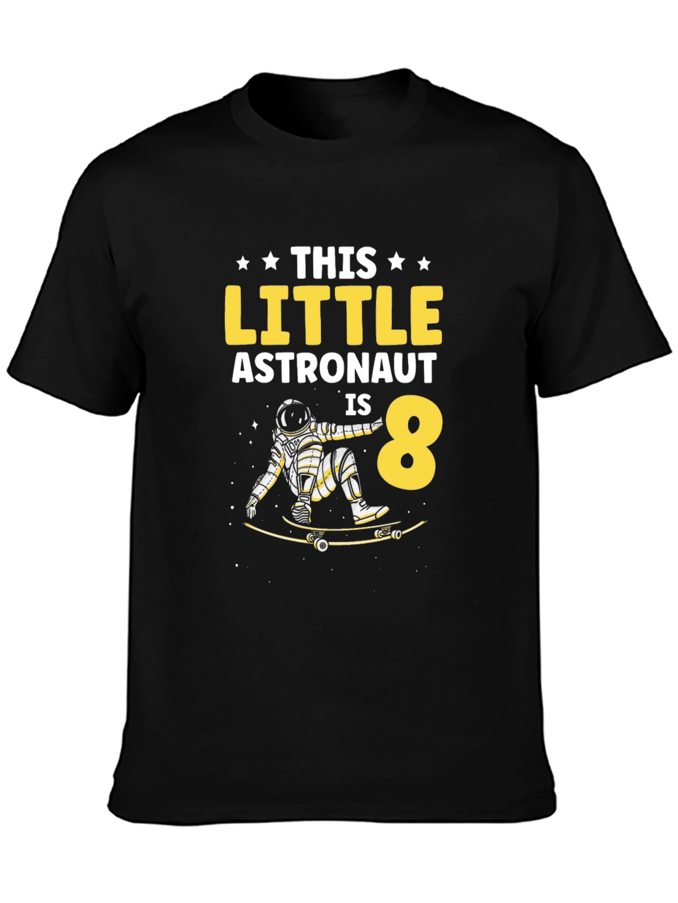 Astronaut 8th Birthday T-Shirt - Space Skateboard
