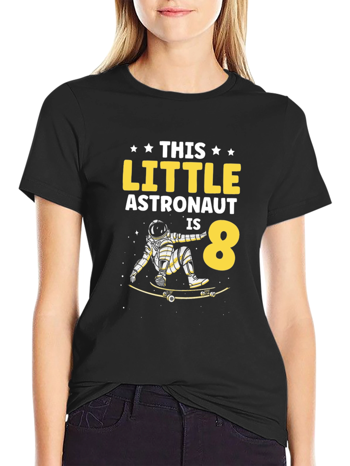 Astronaut 8th Birthday T-Shirt - Space Skateboard