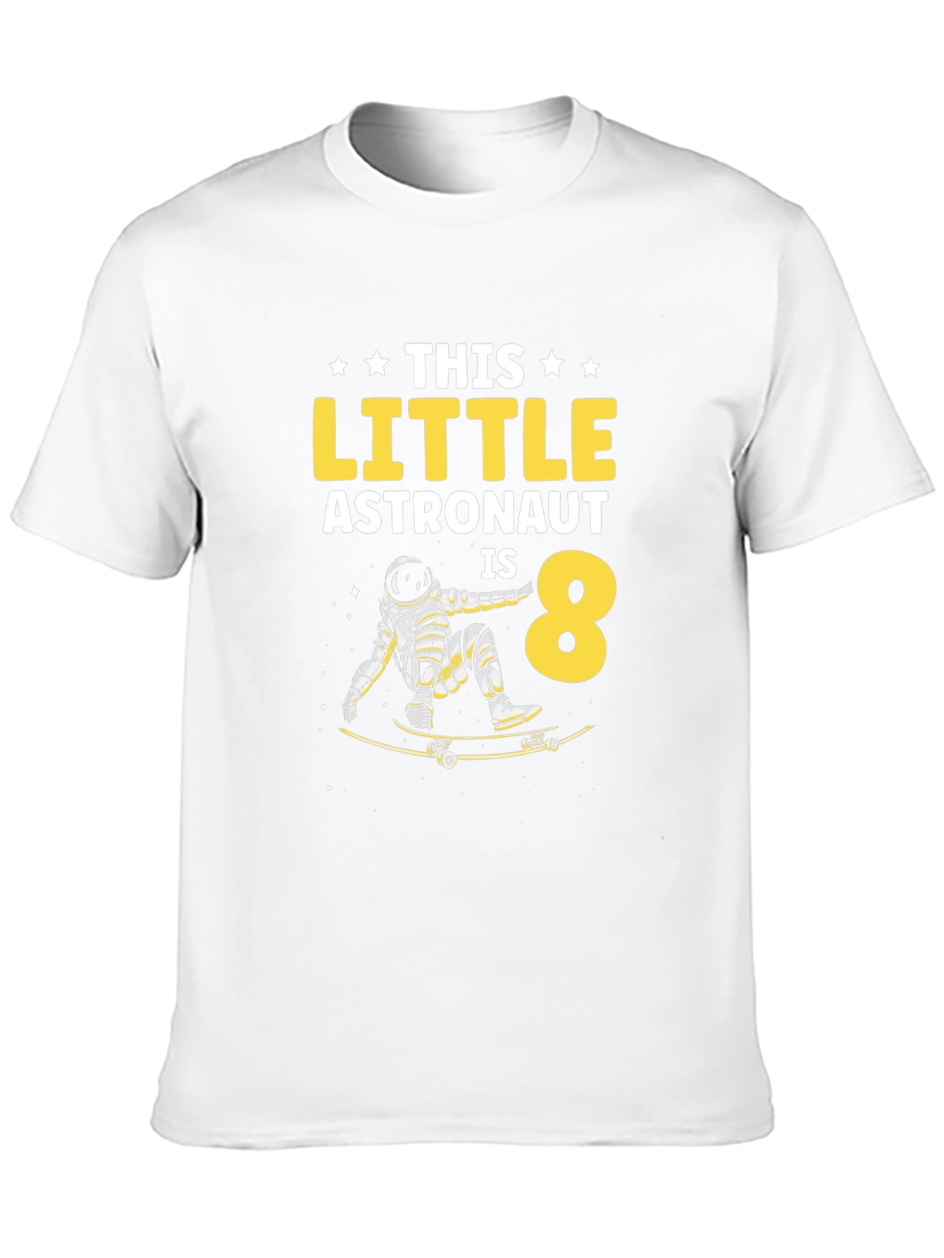 Astronaut 8th Birthday T-Shirt - Space Skateboard