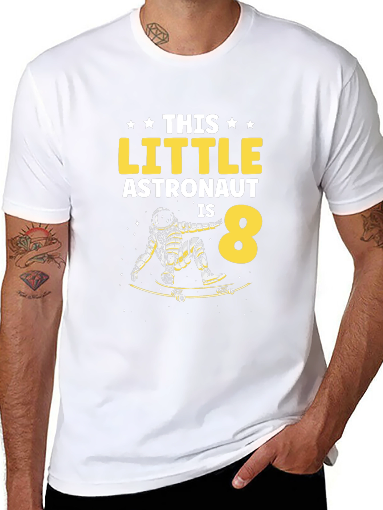 Astronaut 8th Birthday T-Shirt - Space Skateboard