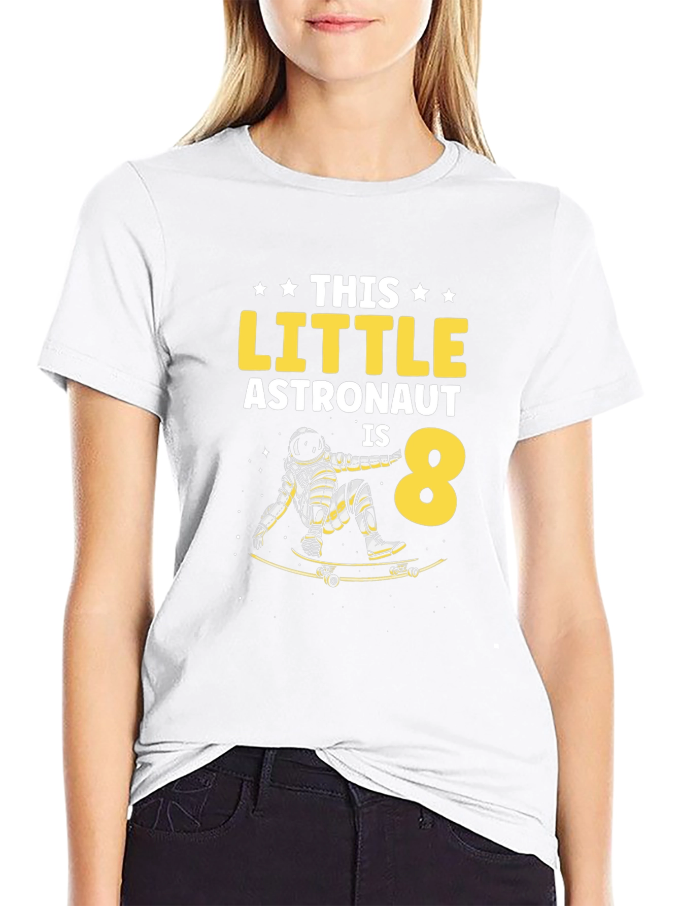 Astronaut 8th Birthday T-Shirt - Space Skateboard