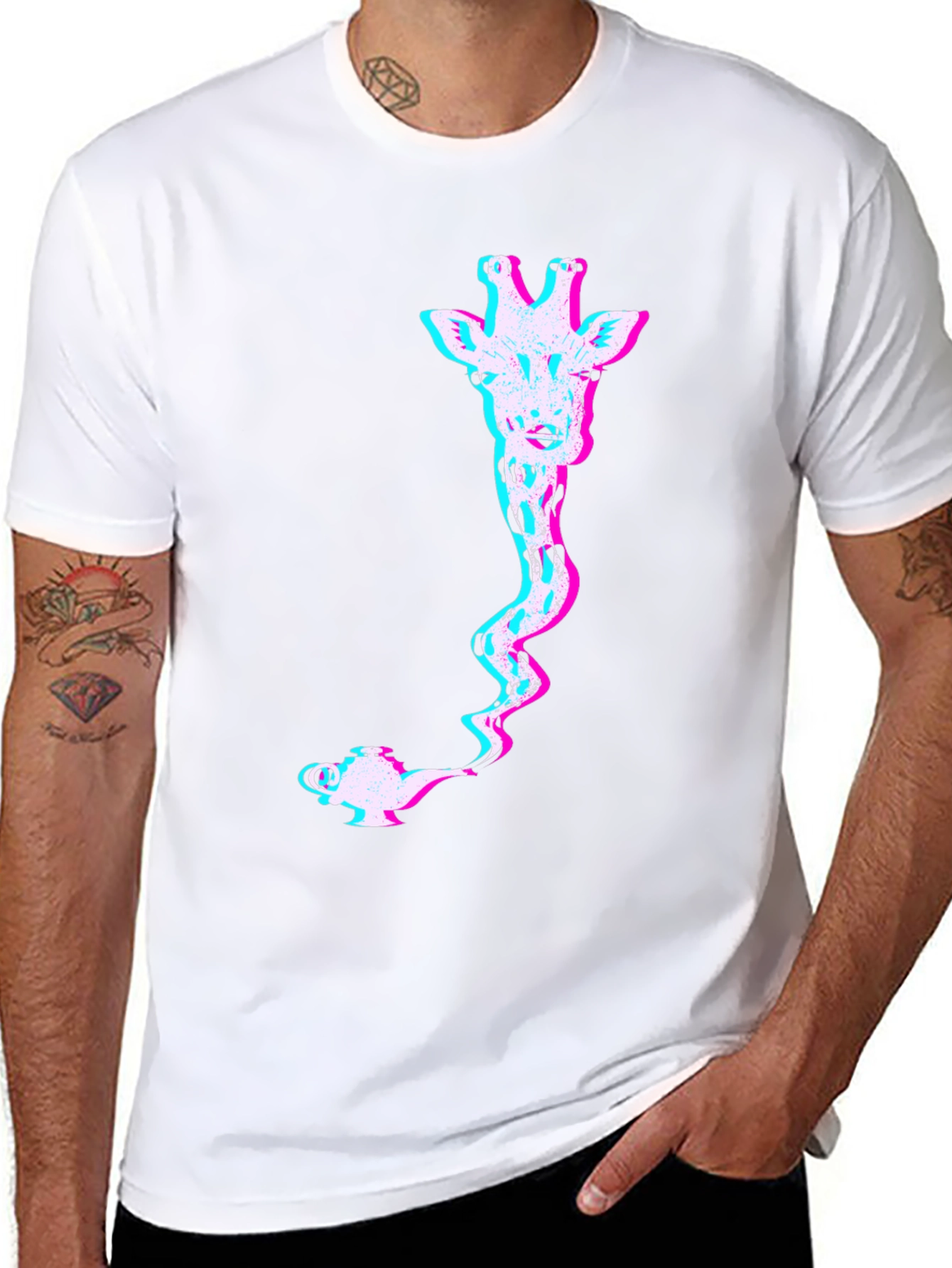 Giraffe Genie Glitch Graphic Tee