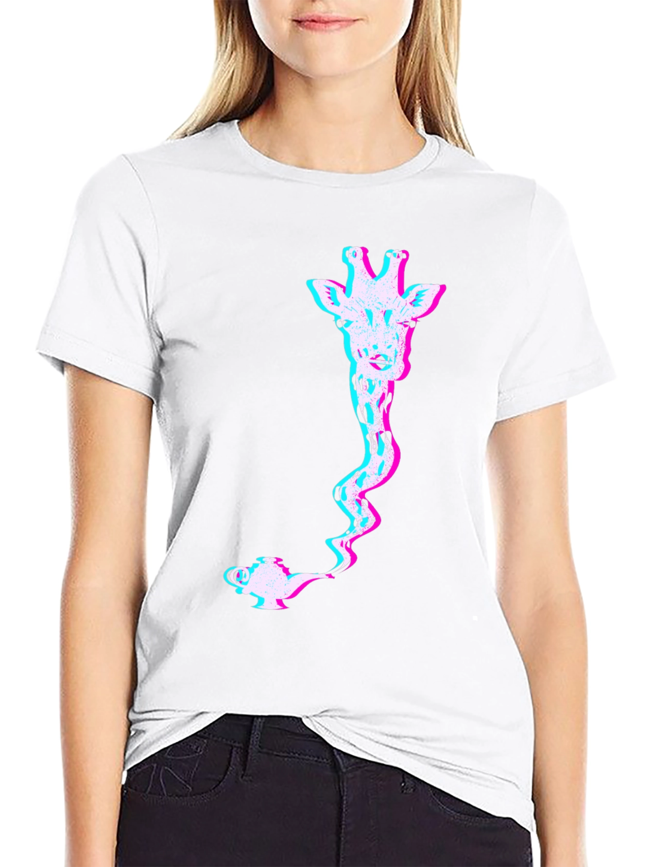 Giraffe Genie Glitch Graphic Tee
