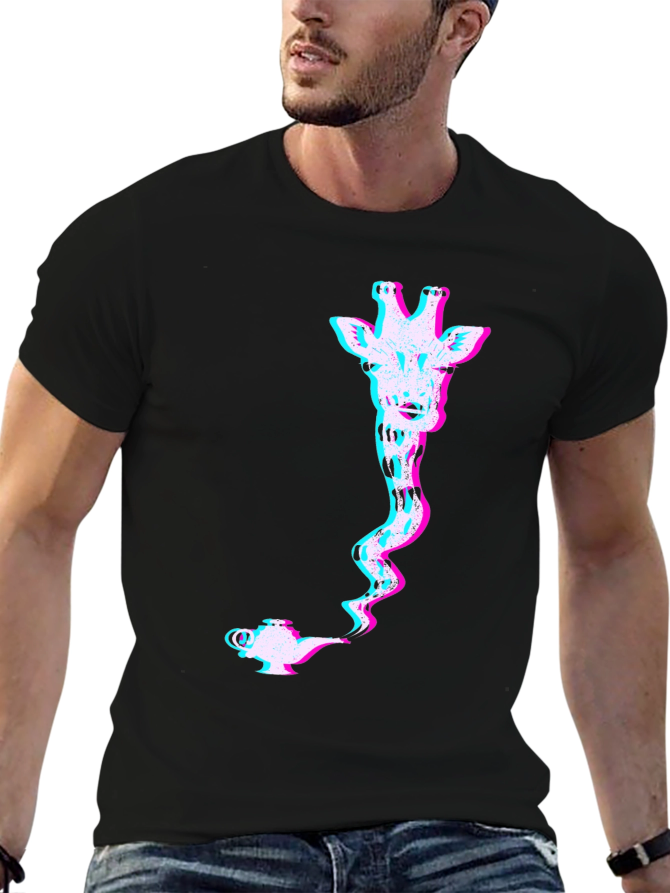 Giraffe Genie Glitch Graphic Tee