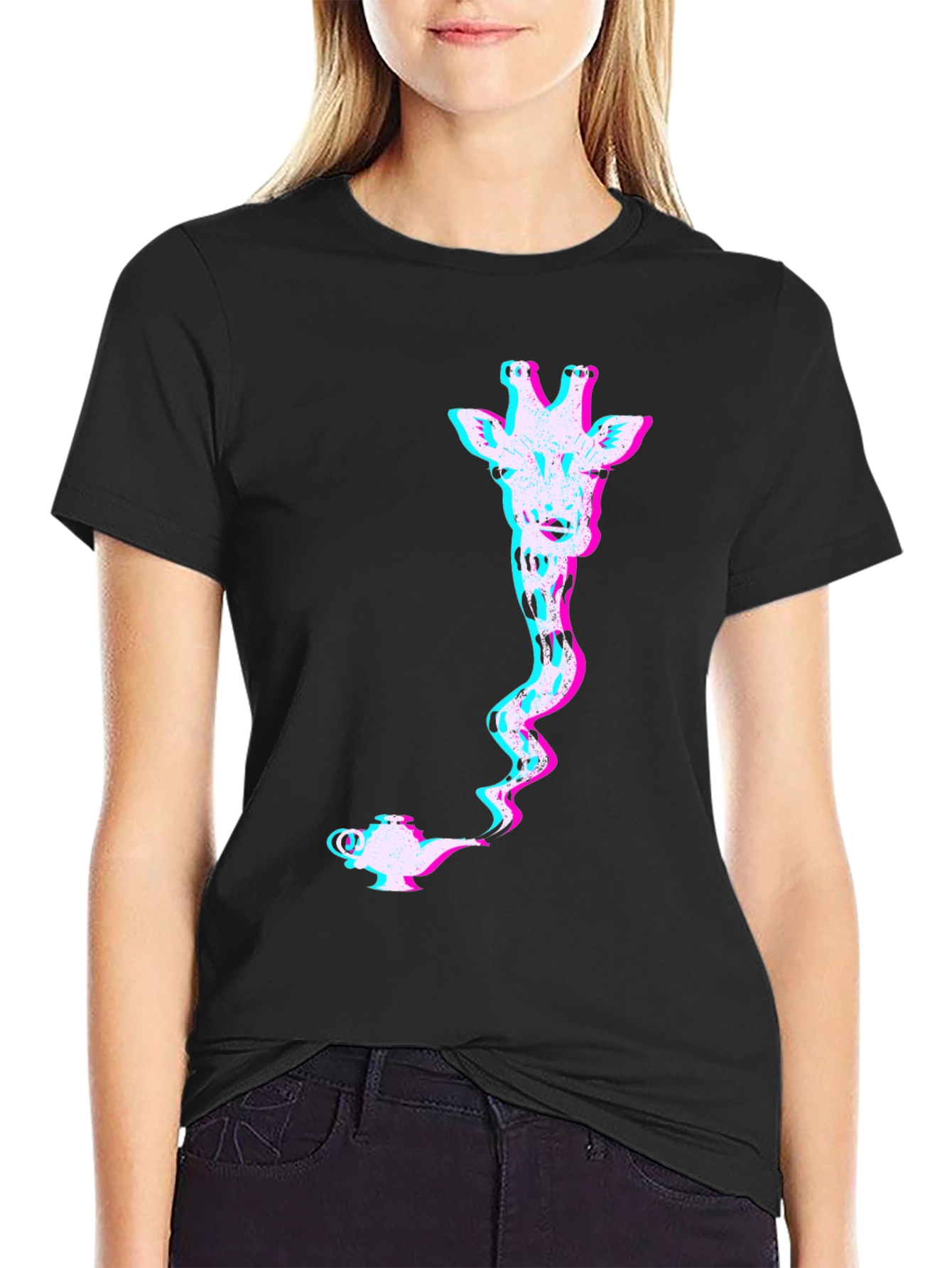 Giraffe Genie Glitch Graphic Tee