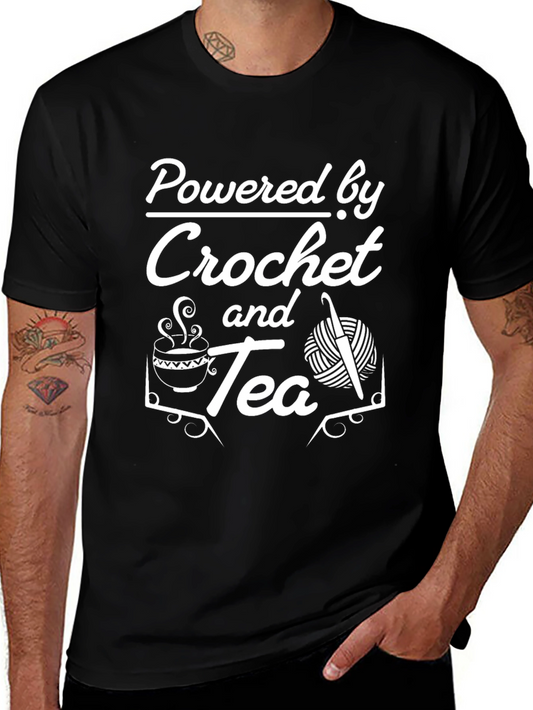 Crochet and Tea T-Shirt - Powered By Yarn Hobby Tee