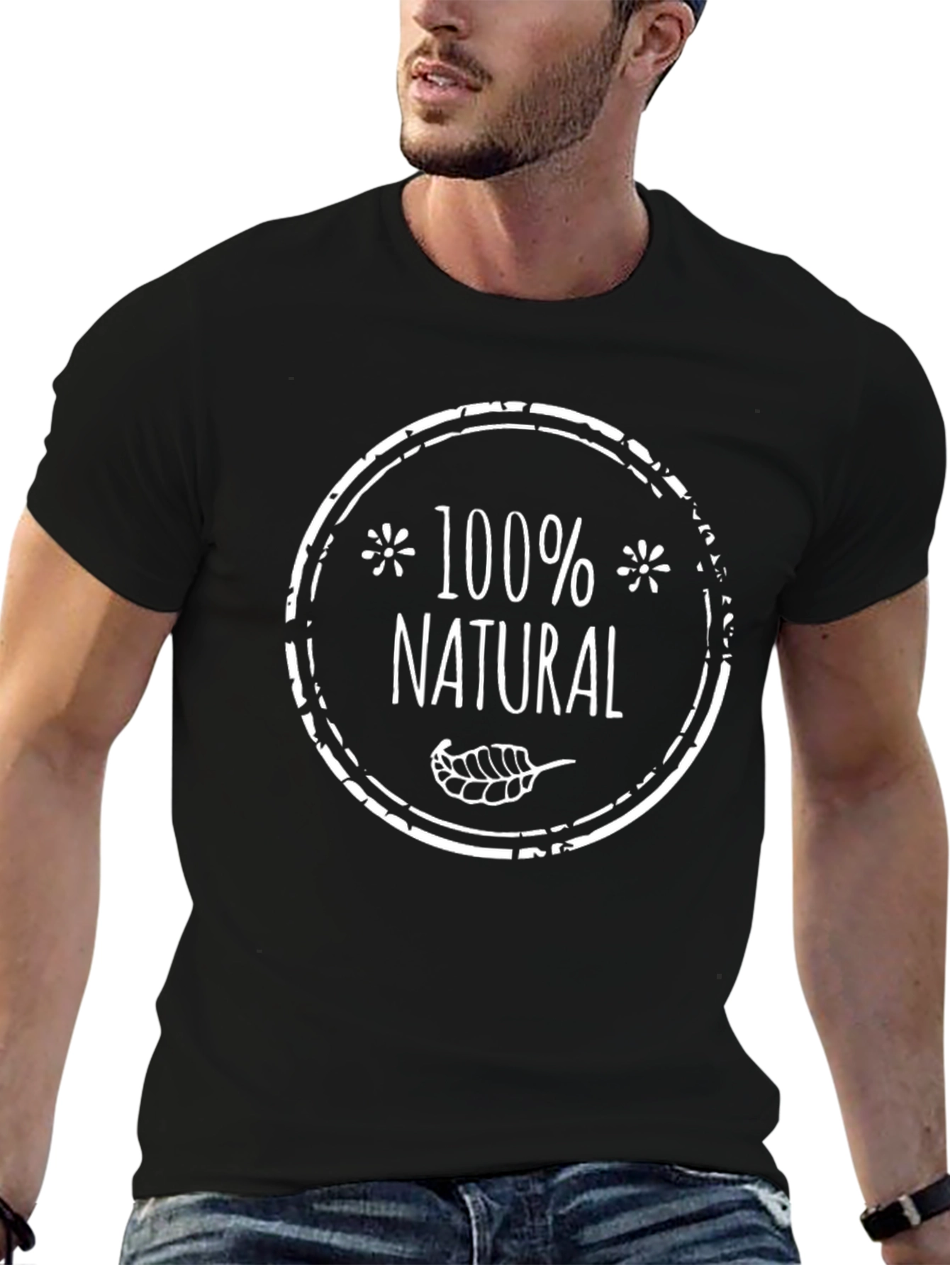 100% Natural Graphic T-Shirt - Black