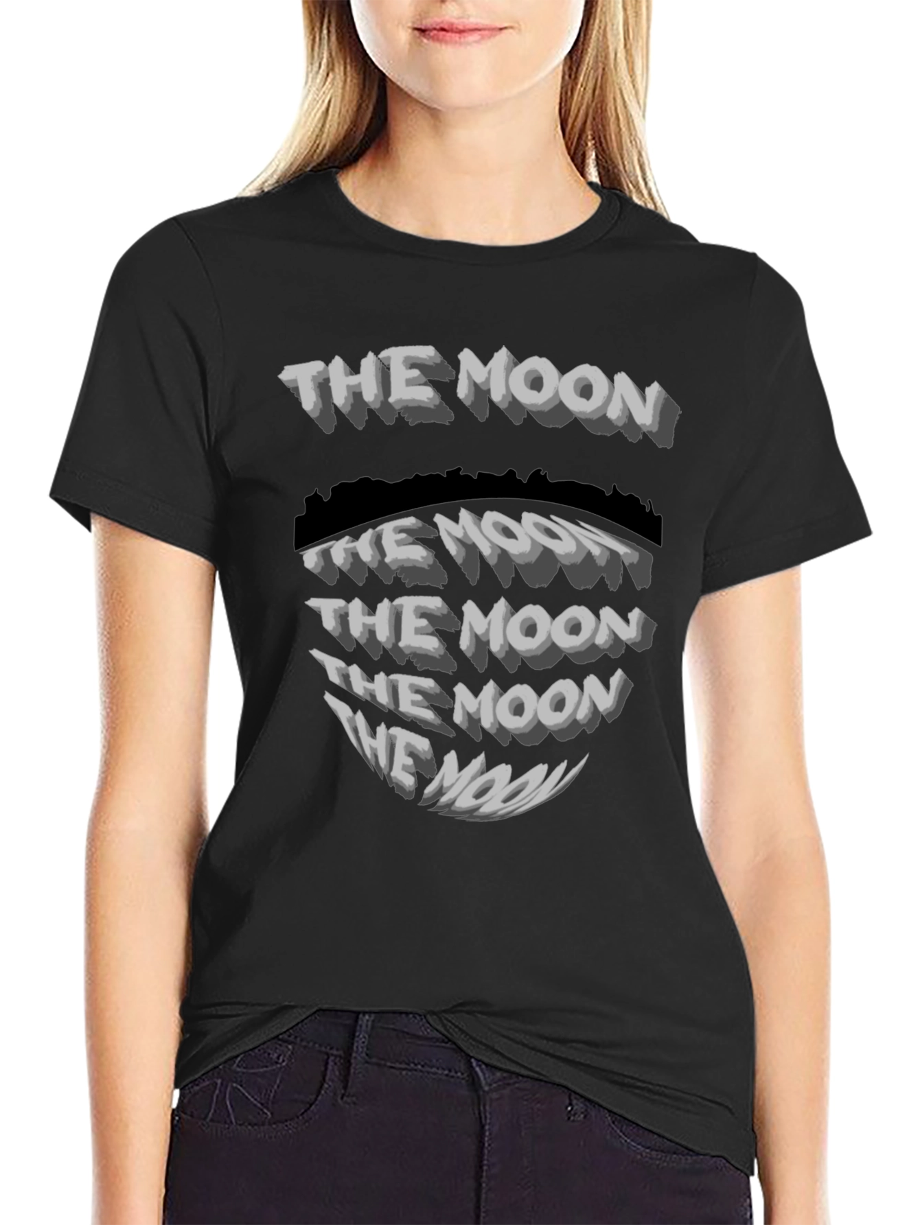 The Moon Graphic Print Black T-Shirt