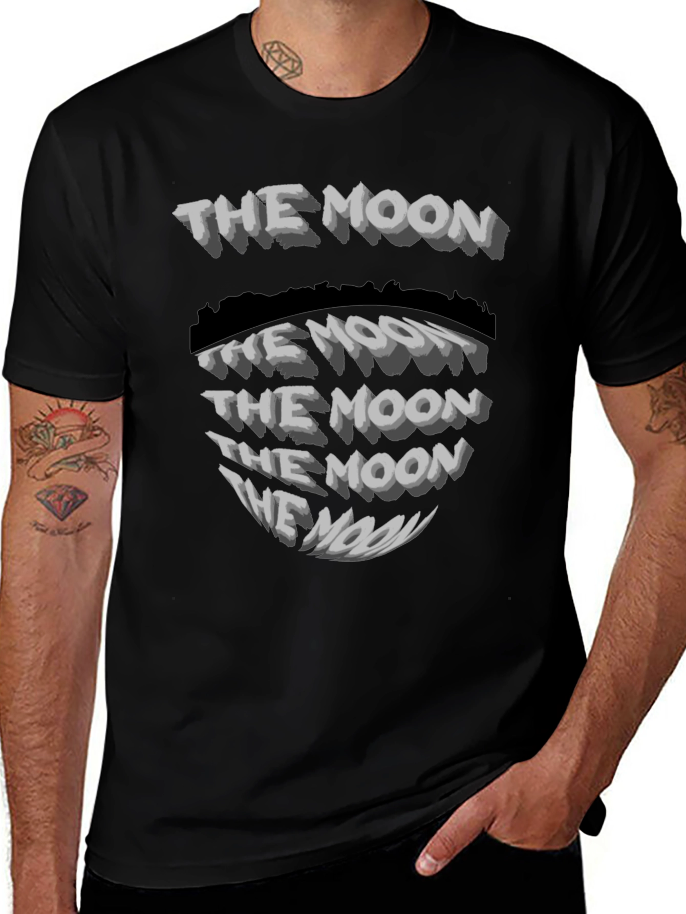 The Moon Graphic Print Black T-Shirt