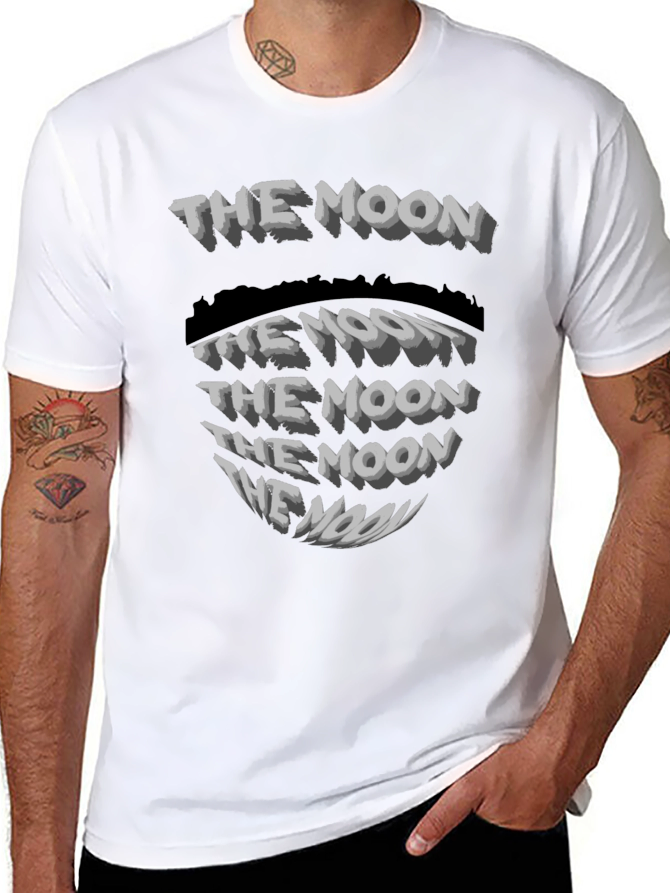 The Moon Graphic Print Black T-Shirt