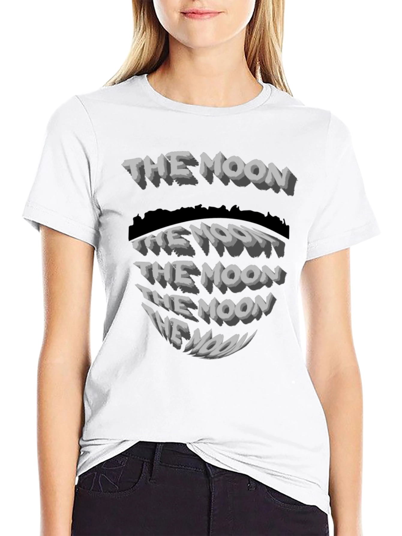 The Moon Graphic Print Black T-Shirt