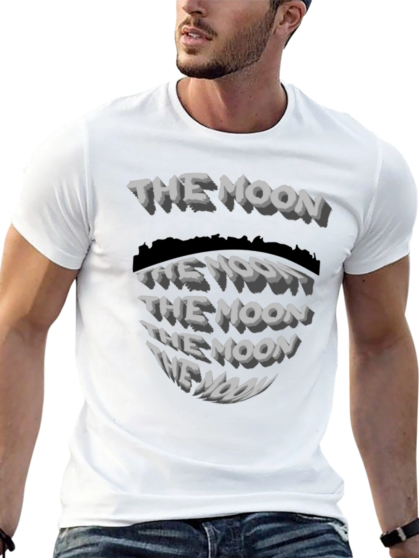 The Moon Graphic Print Black T-Shirt