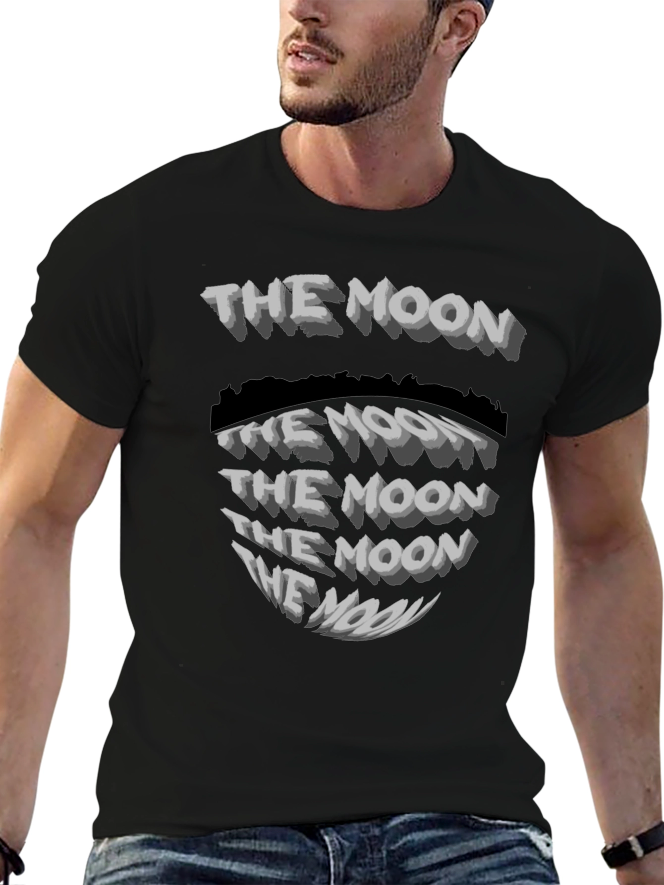 The Moon Graphic Print Black T-Shirt