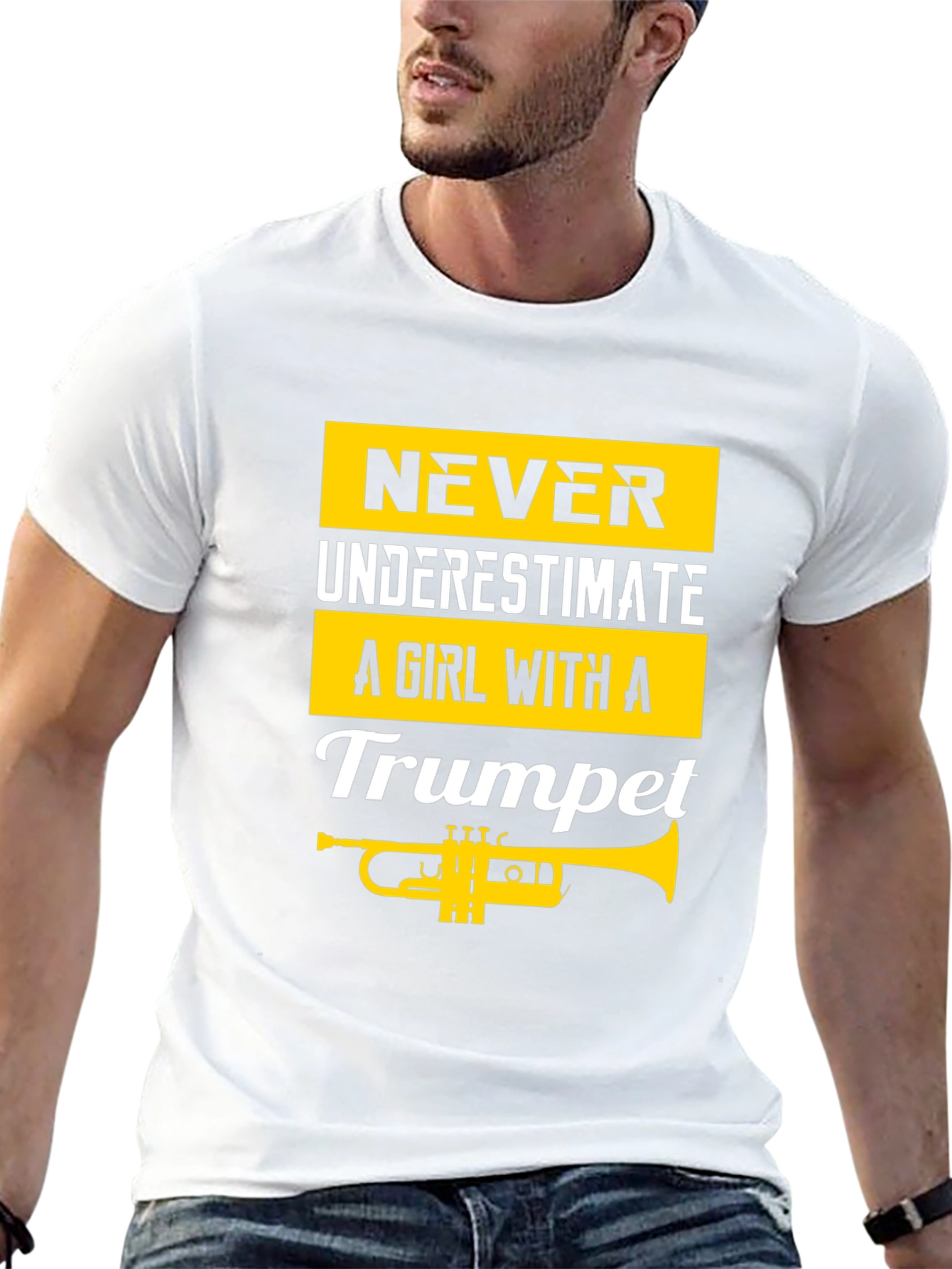 Girl with a Trumpet Black T-Shirt