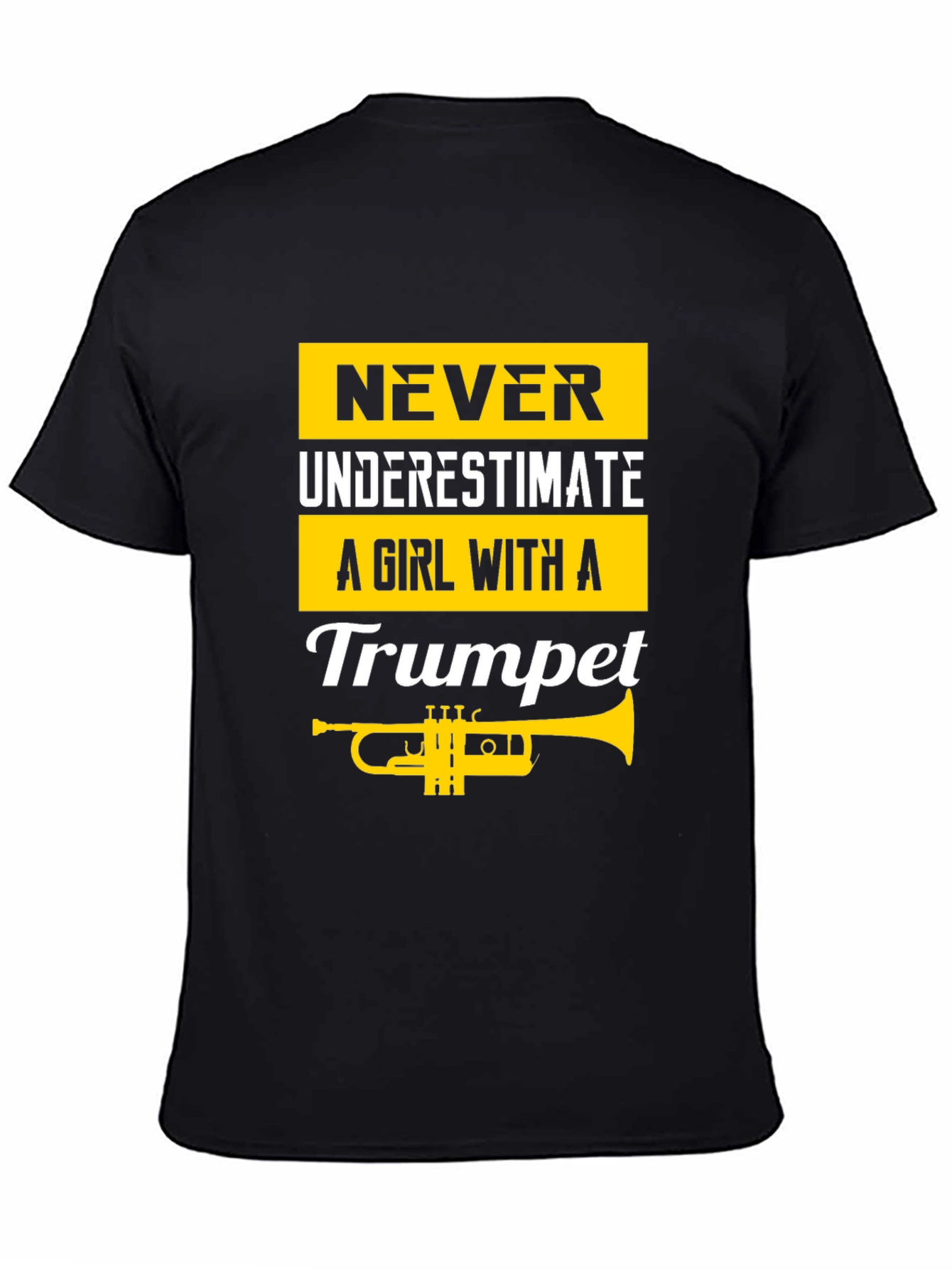 Girl with a Trumpet Black T-Shirt