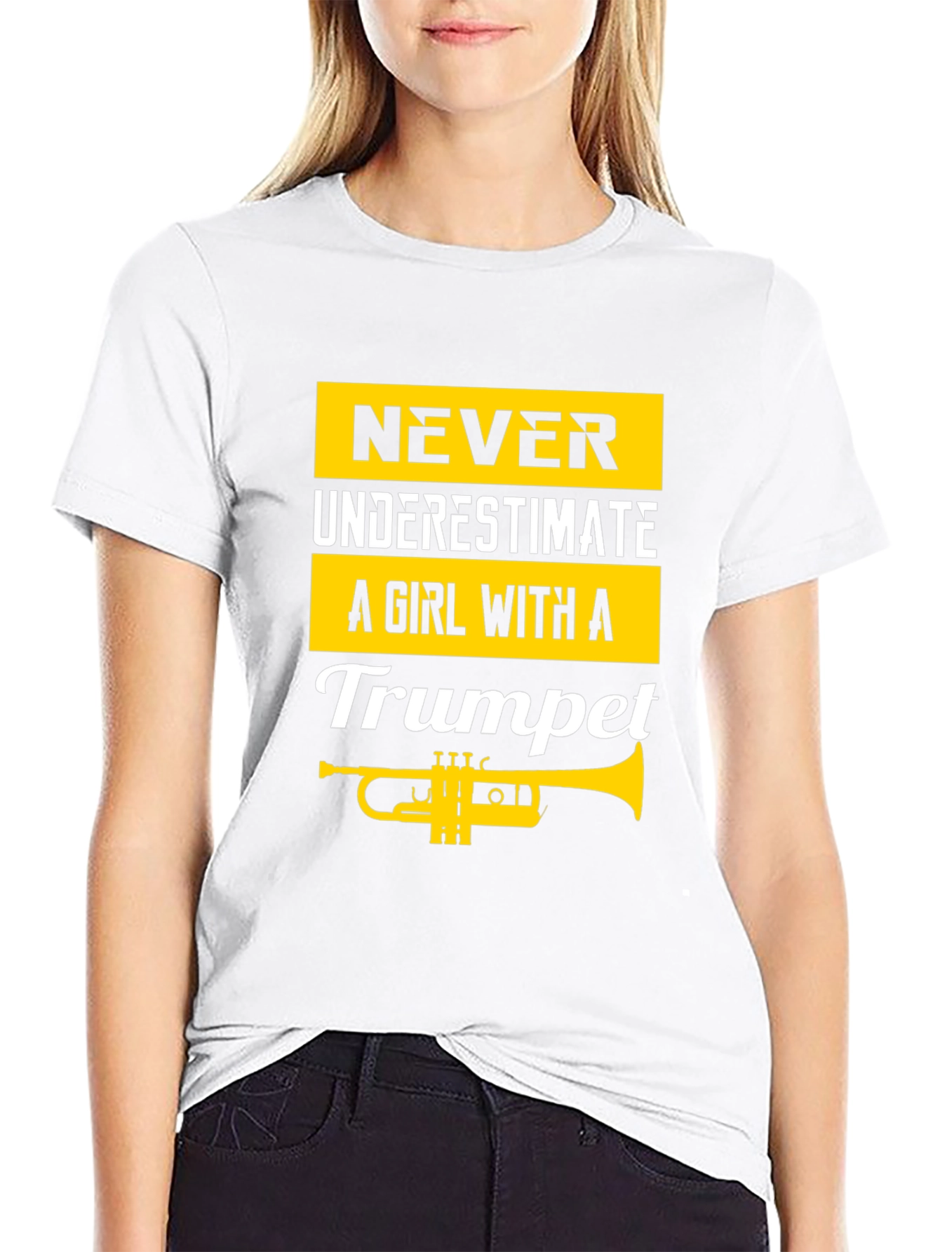 Girl with a Trumpet Black T-Shirt