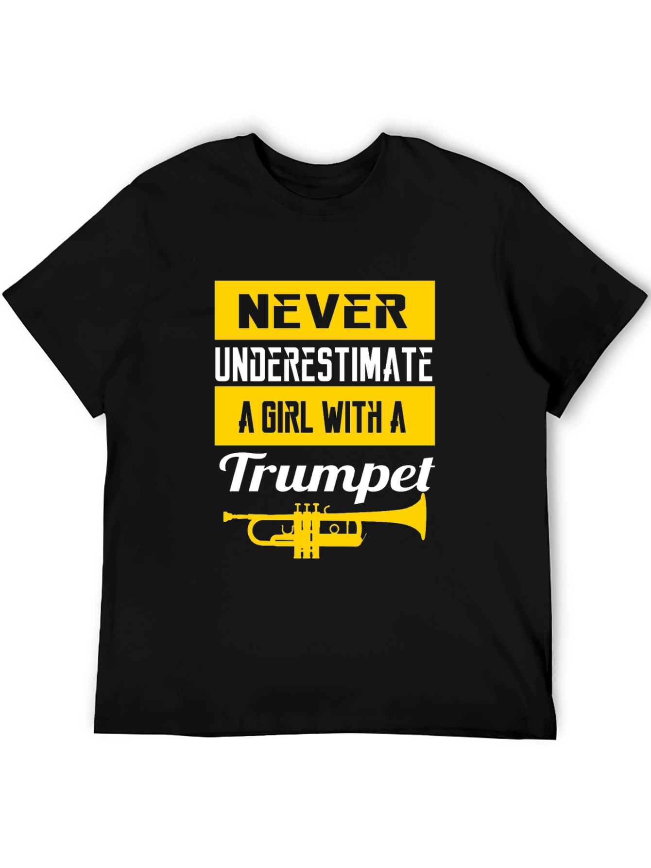 Girl with a Trumpet Black T-Shirt