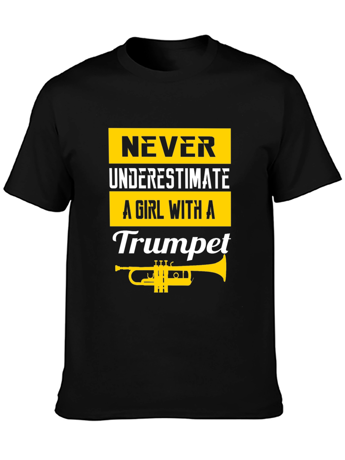 Girl with a Trumpet Black T-Shirt