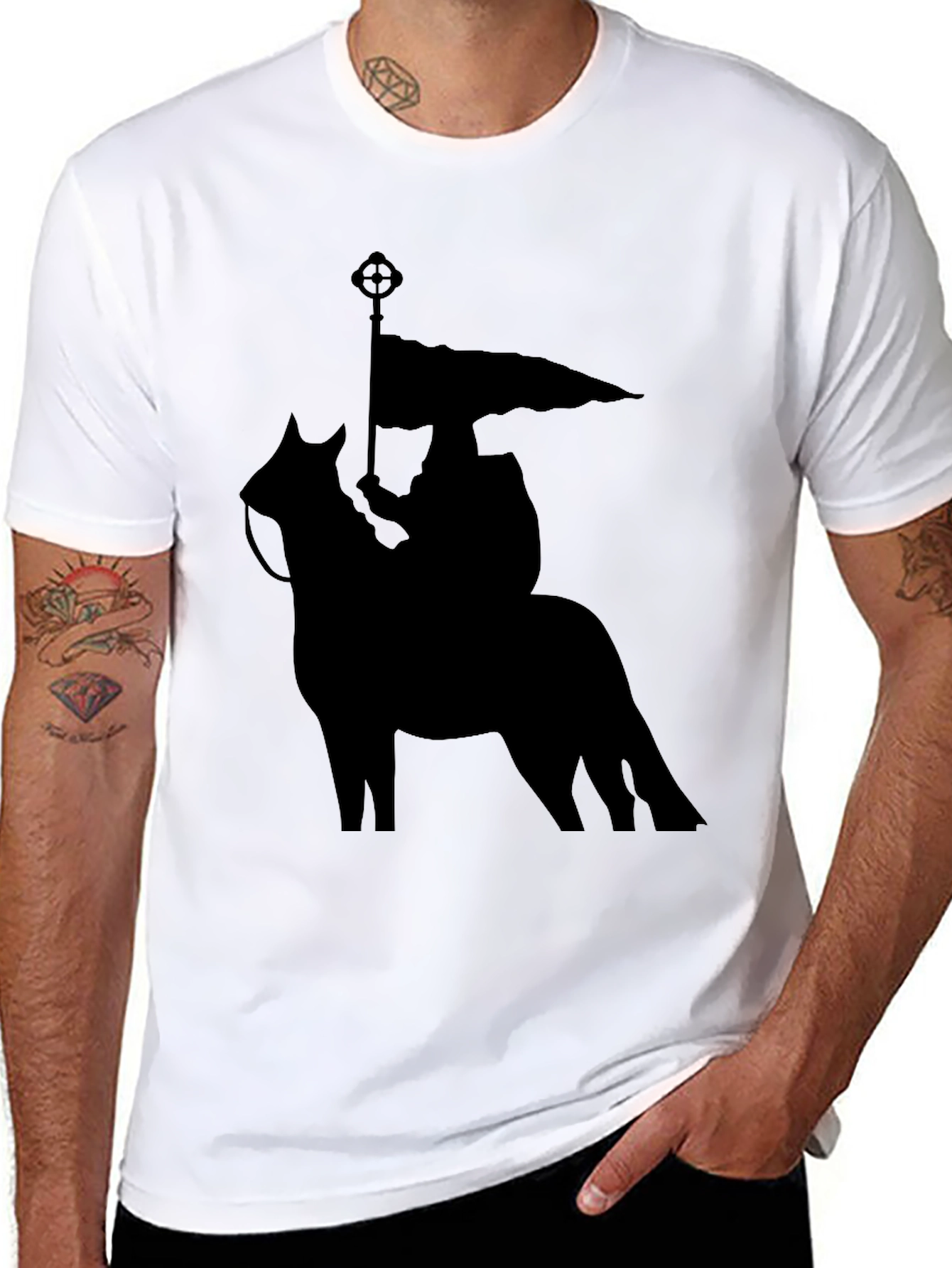 Black Horse Rider Graphic Tee - Equestrian Style