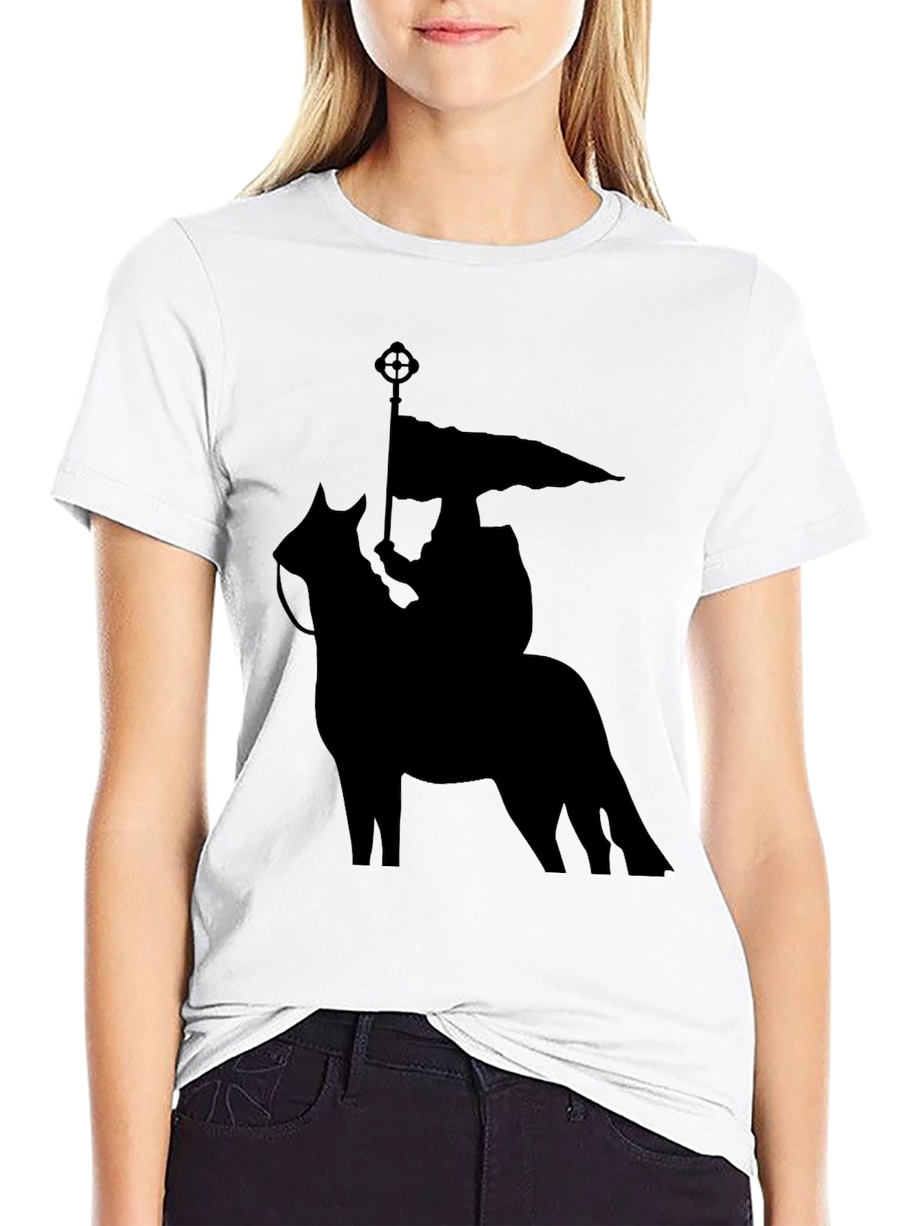 Black Horse Rider Graphic Tee - Equestrian Style