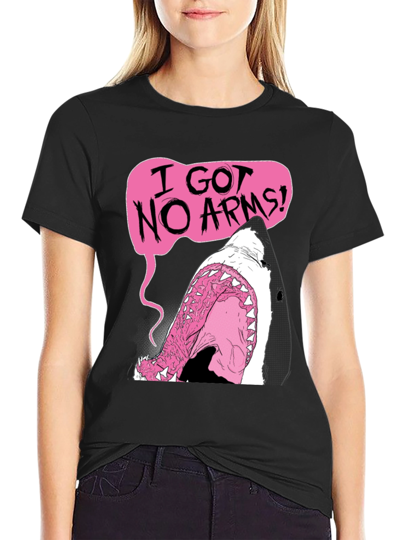 Humorous I Got No Arms Shark Graphic T-Shirt
