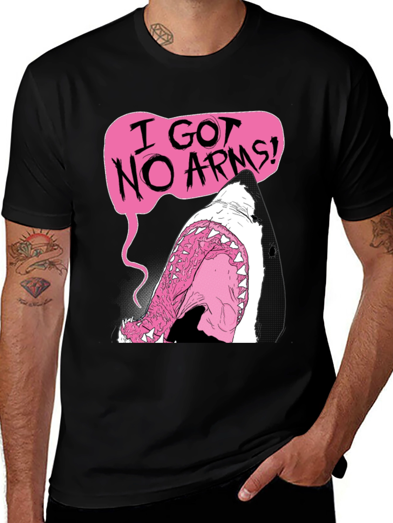 Humorous I Got No Arms Shark Graphic T-Shirt