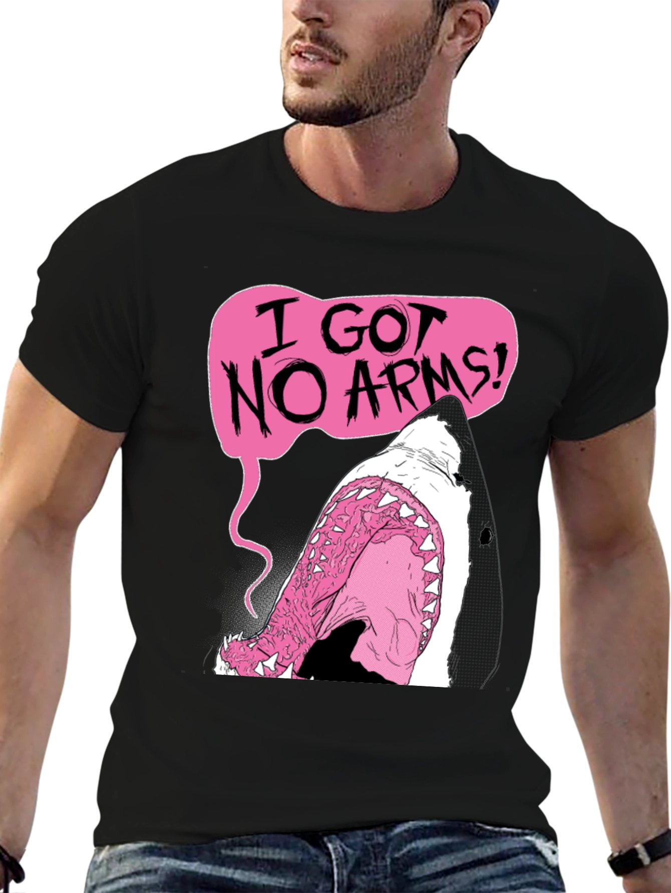 Humorous I Got No Arms Shark Graphic T-Shirt