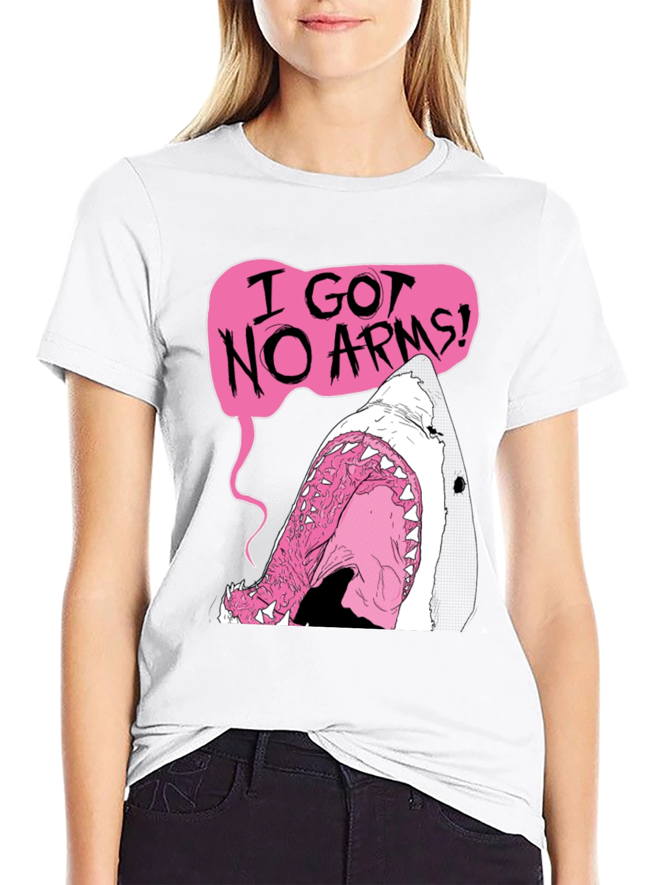 Humorous I Got No Arms Shark Graphic T-Shirt
