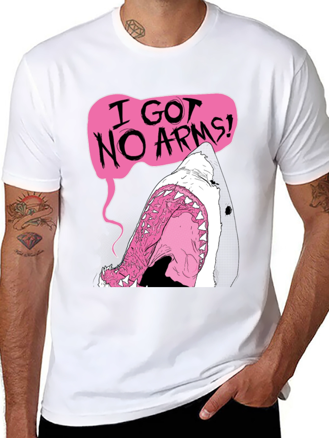 Humorous I Got No Arms Shark Graphic T-Shirt