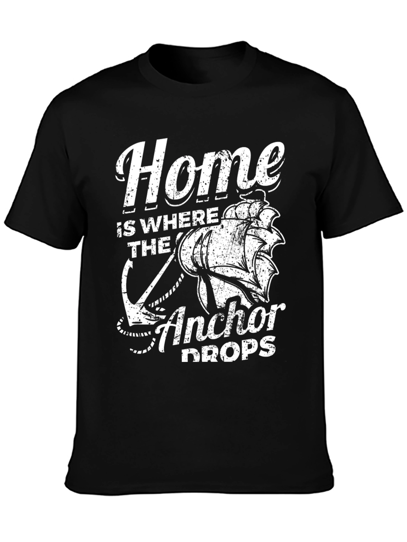 Nautical Home Anchor Drops Black Graphic Tee