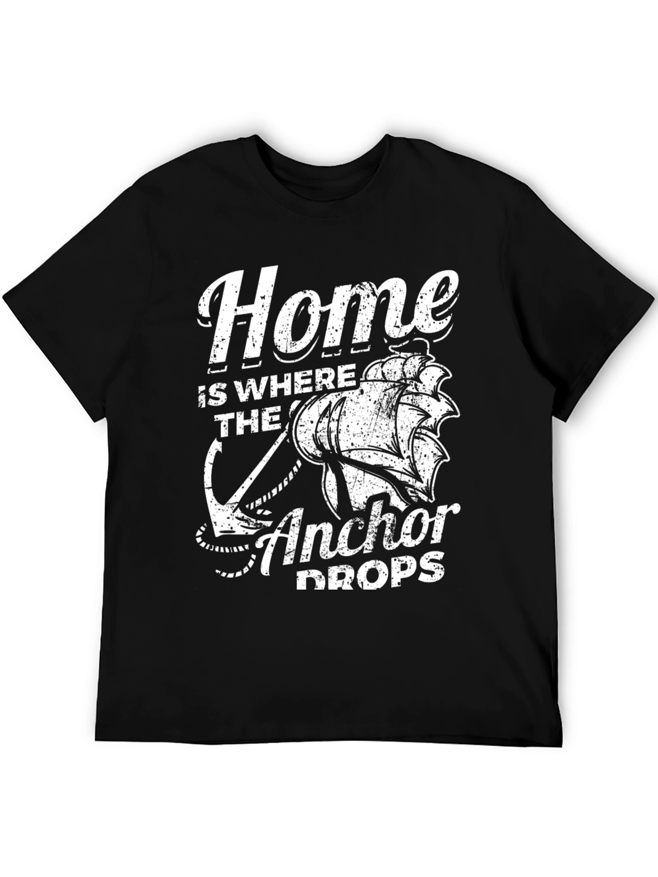 Nautical Home Anchor Drops Black Graphic Tee