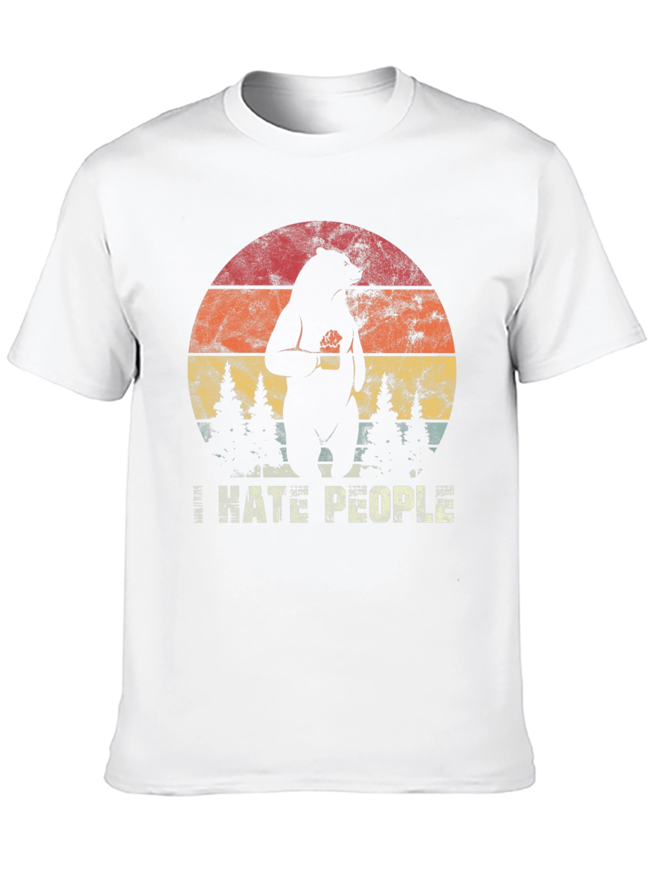 I Hate People Bear Graphic Tee - Black T-Shirt