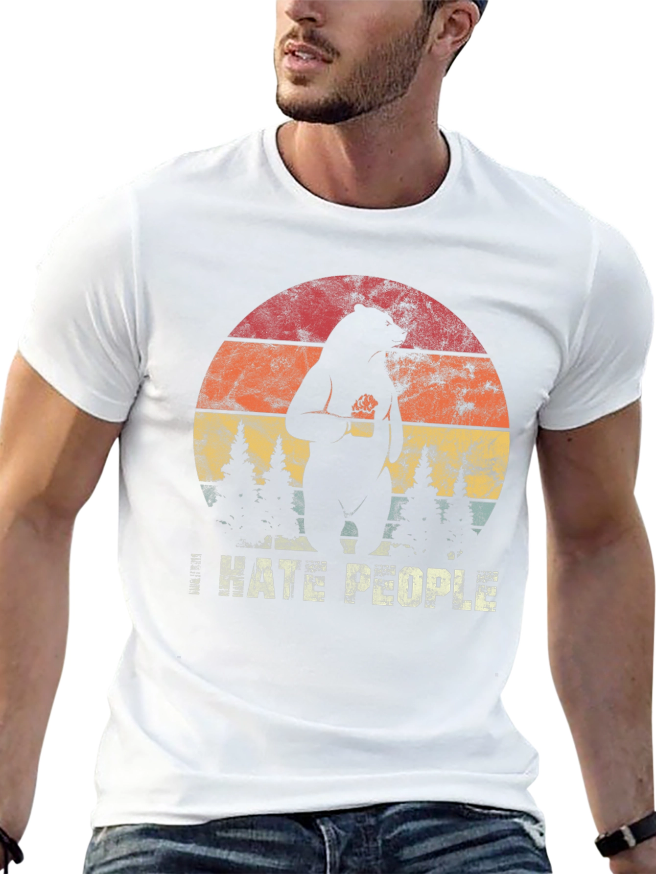 I Hate People Bear Graphic Tee - Black T-Shirt
