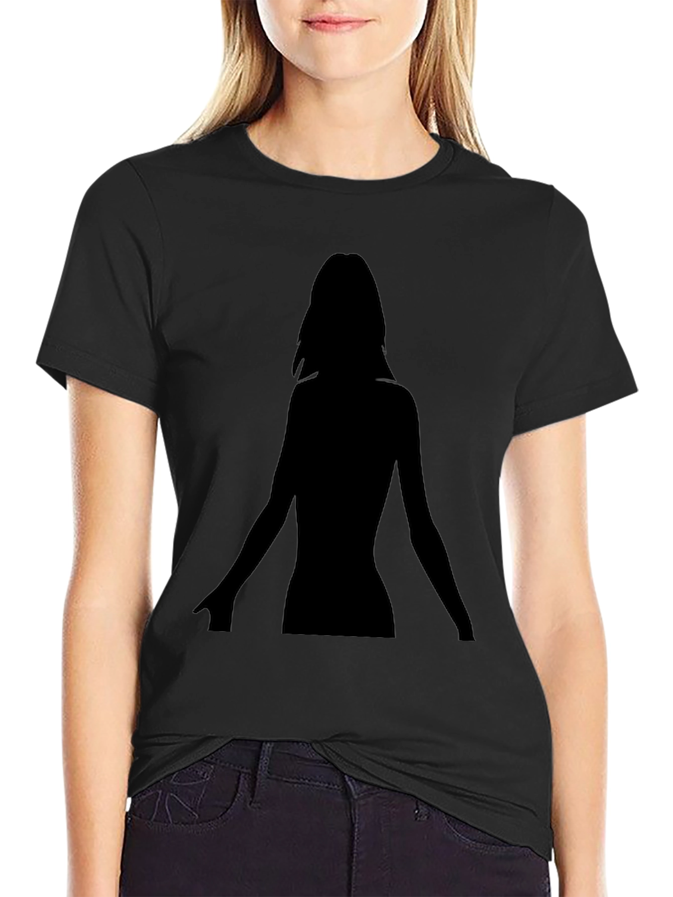 Silhouette Woman Black T-Shirt