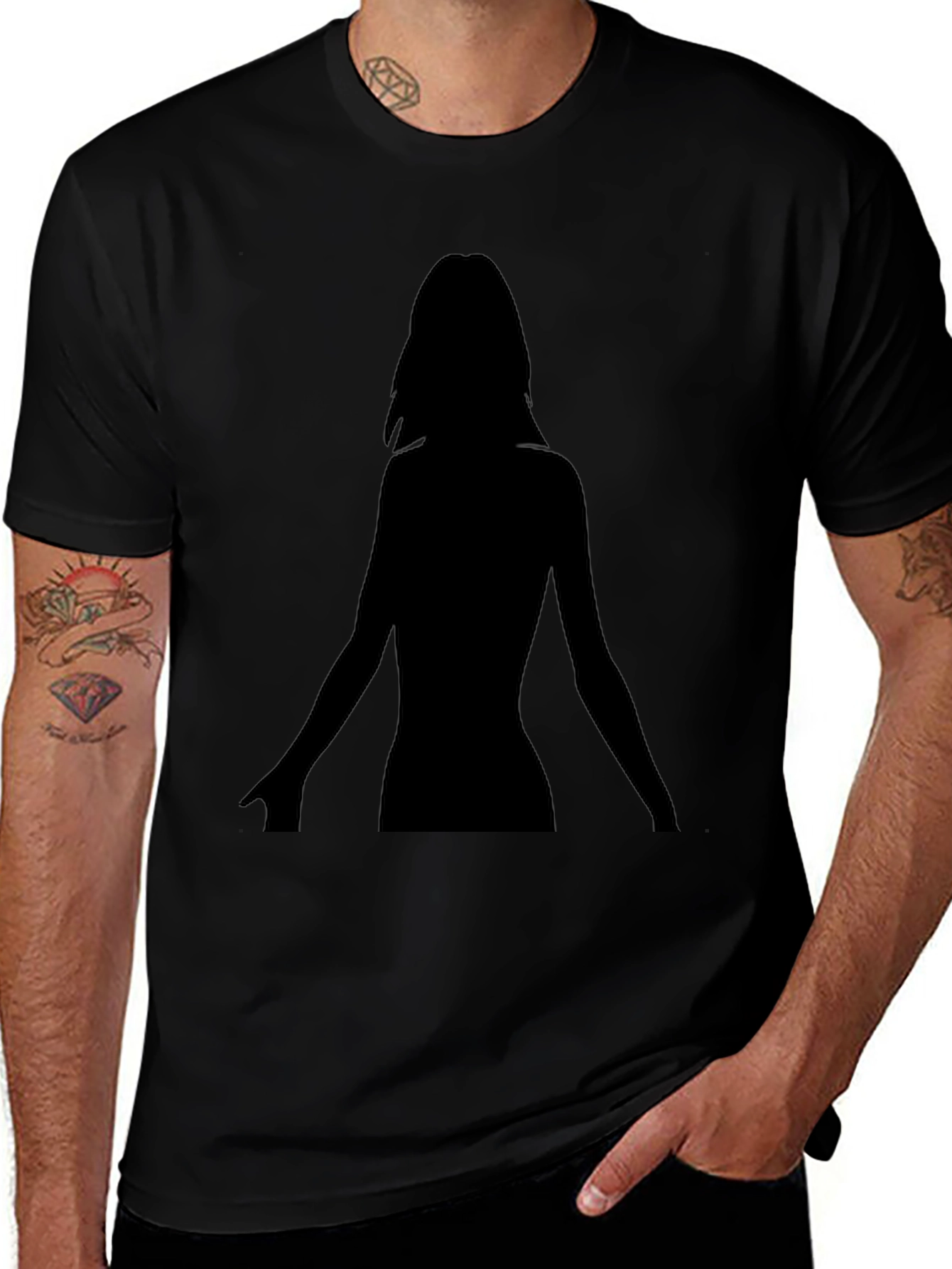 Silhouette Woman Black T-Shirt